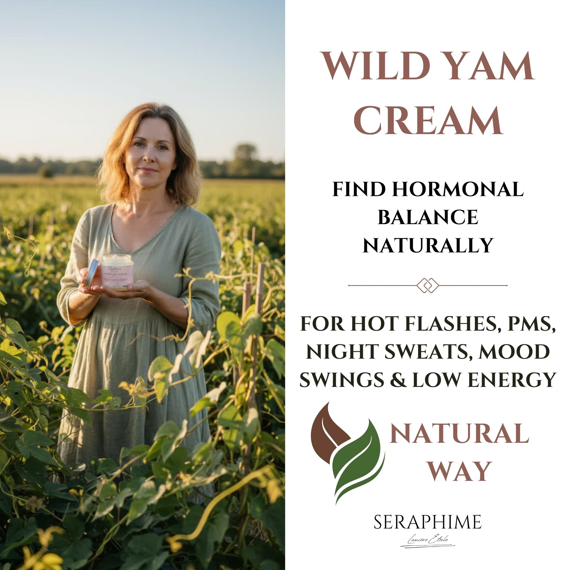 Seraphime Wild Yam Cream for Hormone Balance - Gift for Mom - Menopause and PMS Support for Women - Wild Yam Balancing Cream - Hot Flashes, Night Sweats, Mood Swings, Low Energy - Lavender 4oz Seraphime buy supplements canada