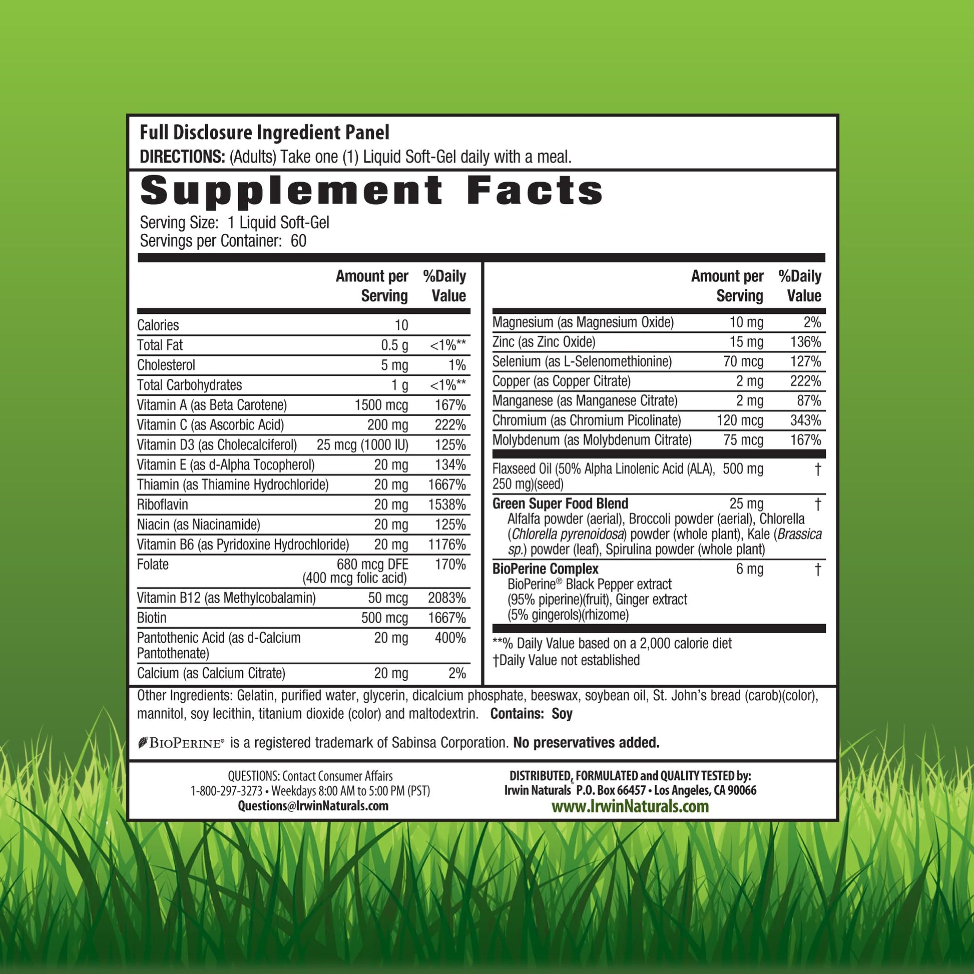 Irwin Naturals Only One Liquid-Gel Multi - 60 Liquid Softgels - No Iron Daily Essential Vitamins, Minerals, Antioxidants, Omega-3 & Green Super Foods Irwin Naturals buy supplements canada