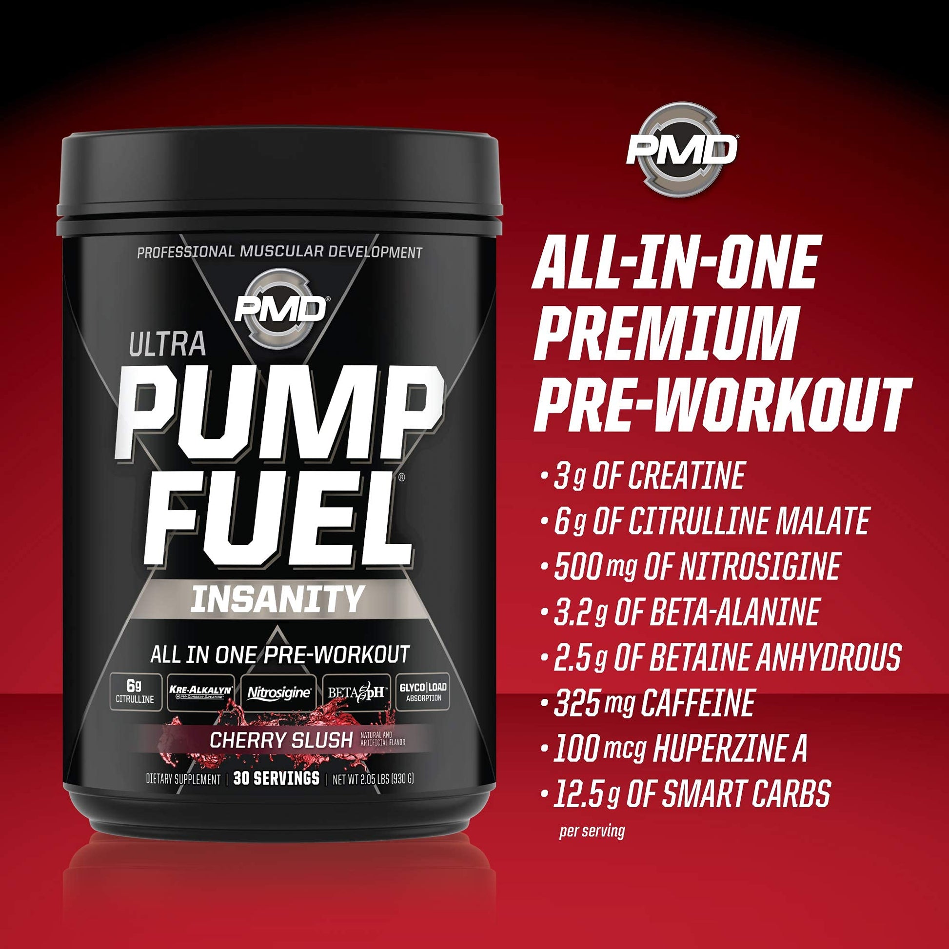 PMD Sports Ultra Pump Fuel Insanity - Pre Workout – Cherry Slush (30 Servings) PMD buy supplements canada