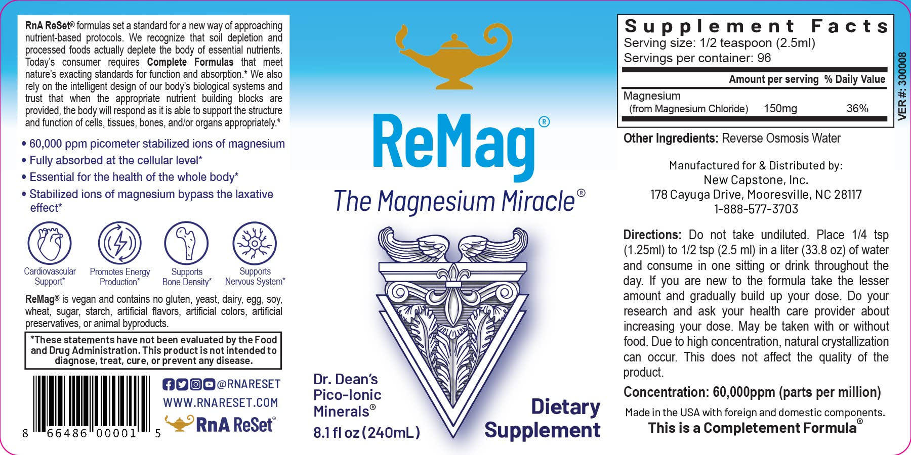 RnA ReSet ReMag & ReMyte – Liquid Magnesium and Multi-Mineral Supplement Bundle, 8.1 Fl Oz Each (2-Pack) NSF Certified RnA ReSet buy supplements canada