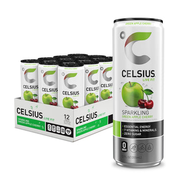 CELSIUS Sparkling Green Apple Cherry, Functional Essential Energy Drink, 12 Fl Oz CELSIUS buy supplements canada