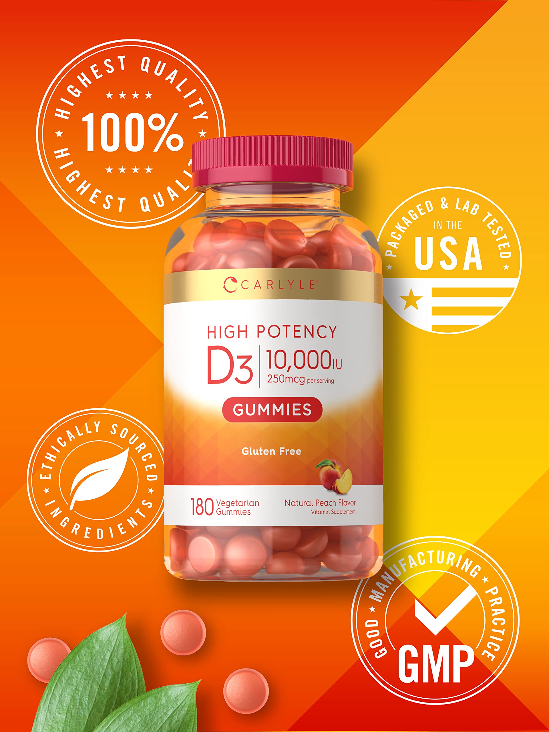 Carlyle Vitamin D3 Gummies | 10,000 iu | 180 Count | Vegetarian, Non-GMO Carlyle buy supplements canada