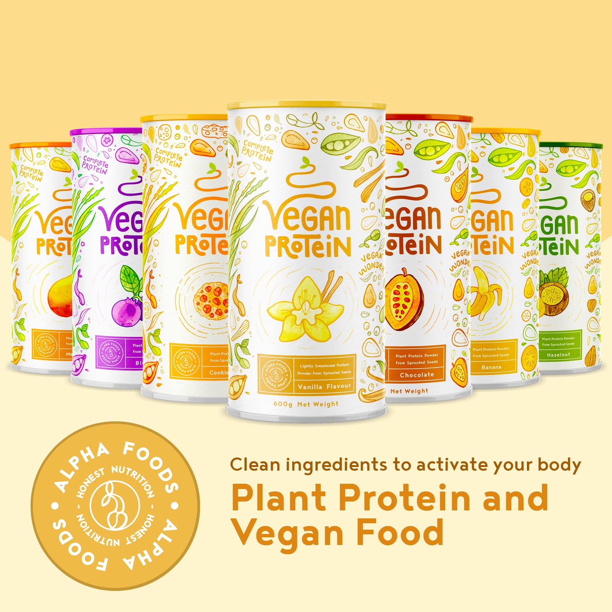Vegan Protein Powder Vanilla - 1.2kg(80 servings) - 100% Plant Based Protein Powders Alpha Foods buy supplements canada