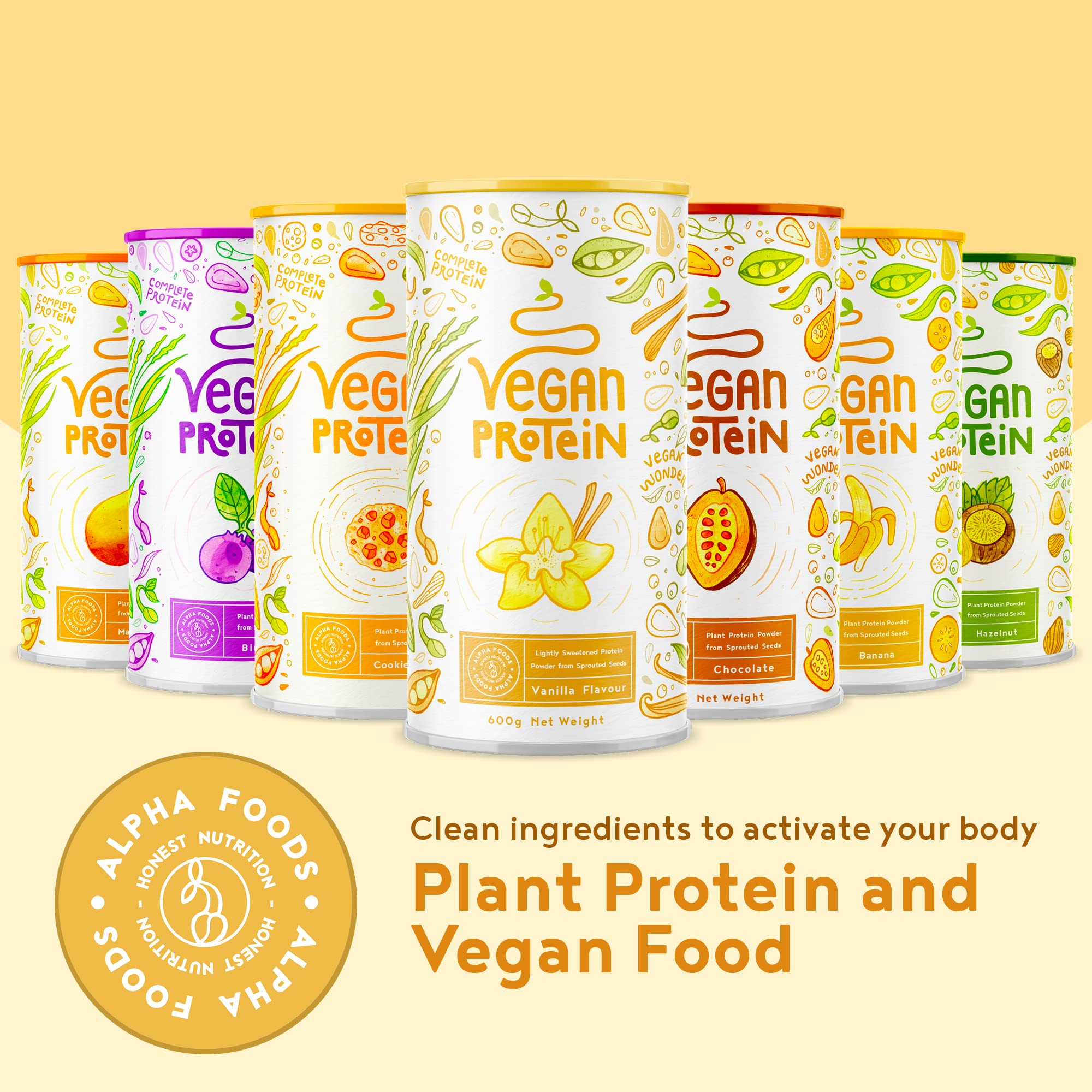 Vegan Protein Powder Vanilla - 1.2kg(80 servings) - 100% Plant Based Protein Powders Alpha Foods buy supplements canada