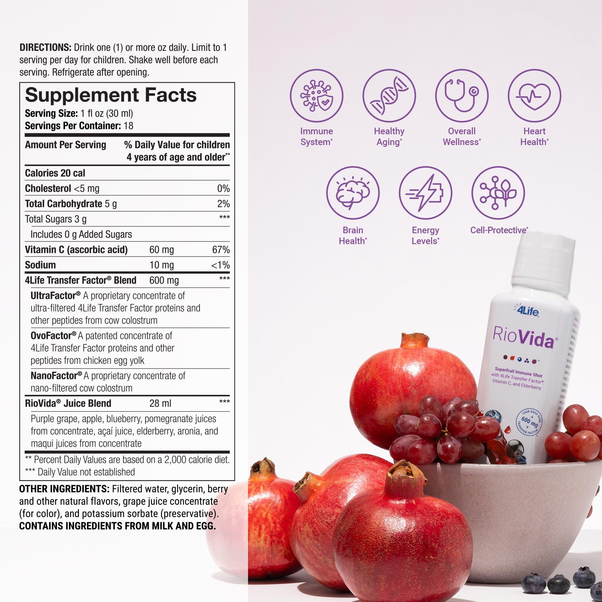 4Life Transfer Factor RioVida Tri-Factor Formula - Liquid Immune and Health Support with Vitamin C, Elderberry, Aronia Berry, Macqui, Blueberry, and Acai - Single Pack 4Life buy supplements canada