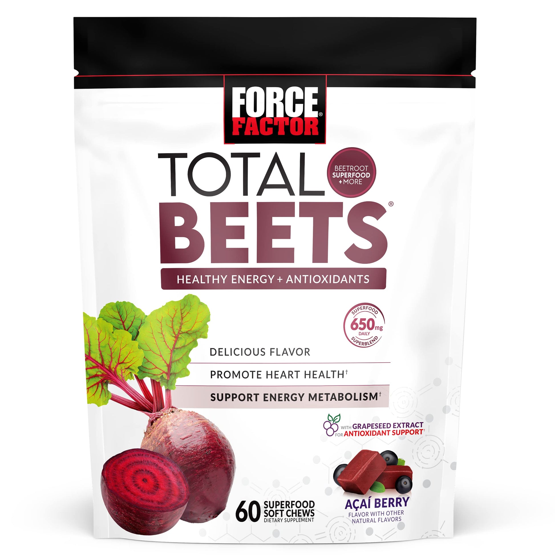 Force Factor Total Beets Soft Chews with Beetroot, Nitrates, L-Citrulline, Grapeseed Extract Force Factor buy supplements canada