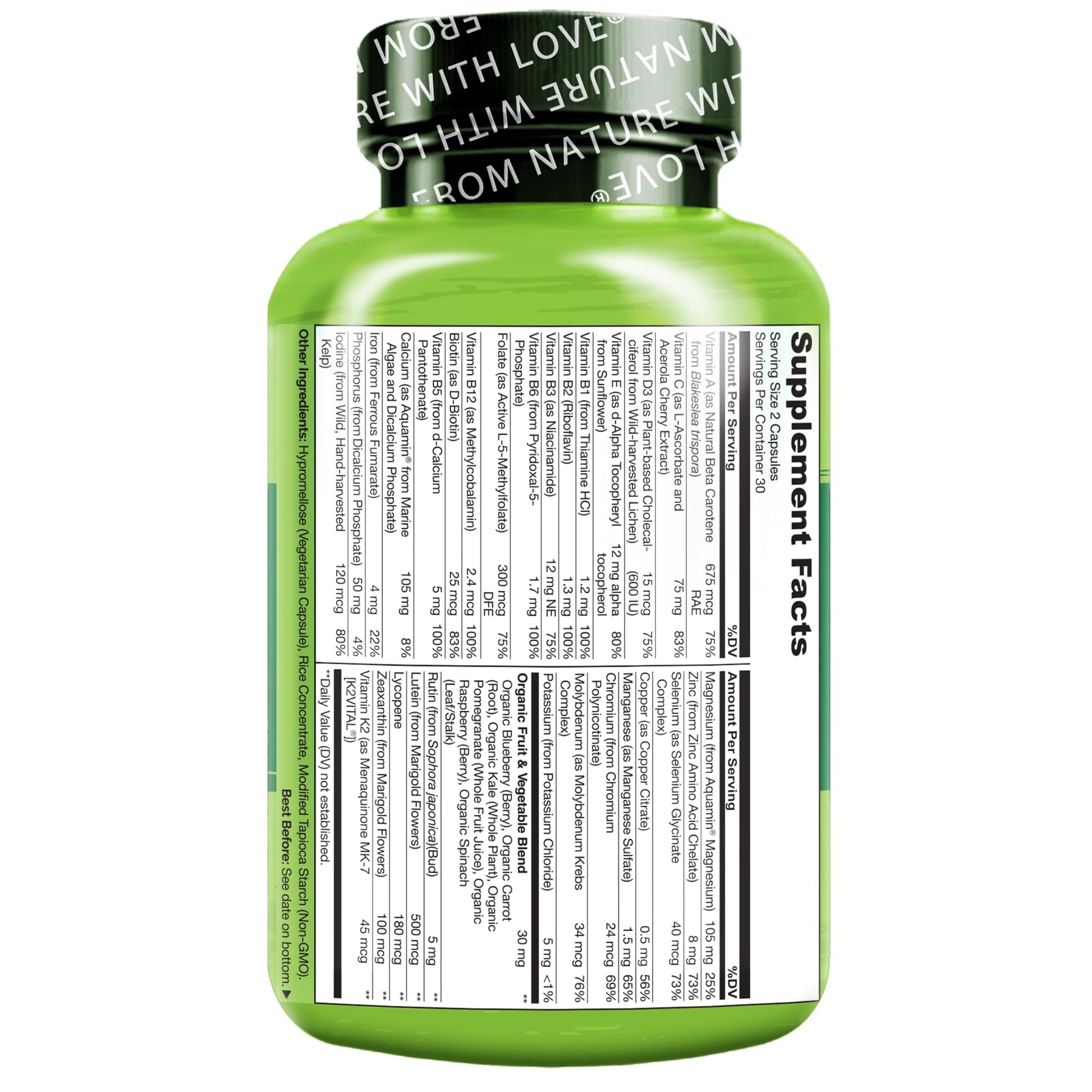 NATURELO Multivitamins for Teenage Girls/Boys, 60 Capsules, Whole Food Multivitamin with Minerals, Non-GMO, Vegetarian NATURELO buy supplements canada