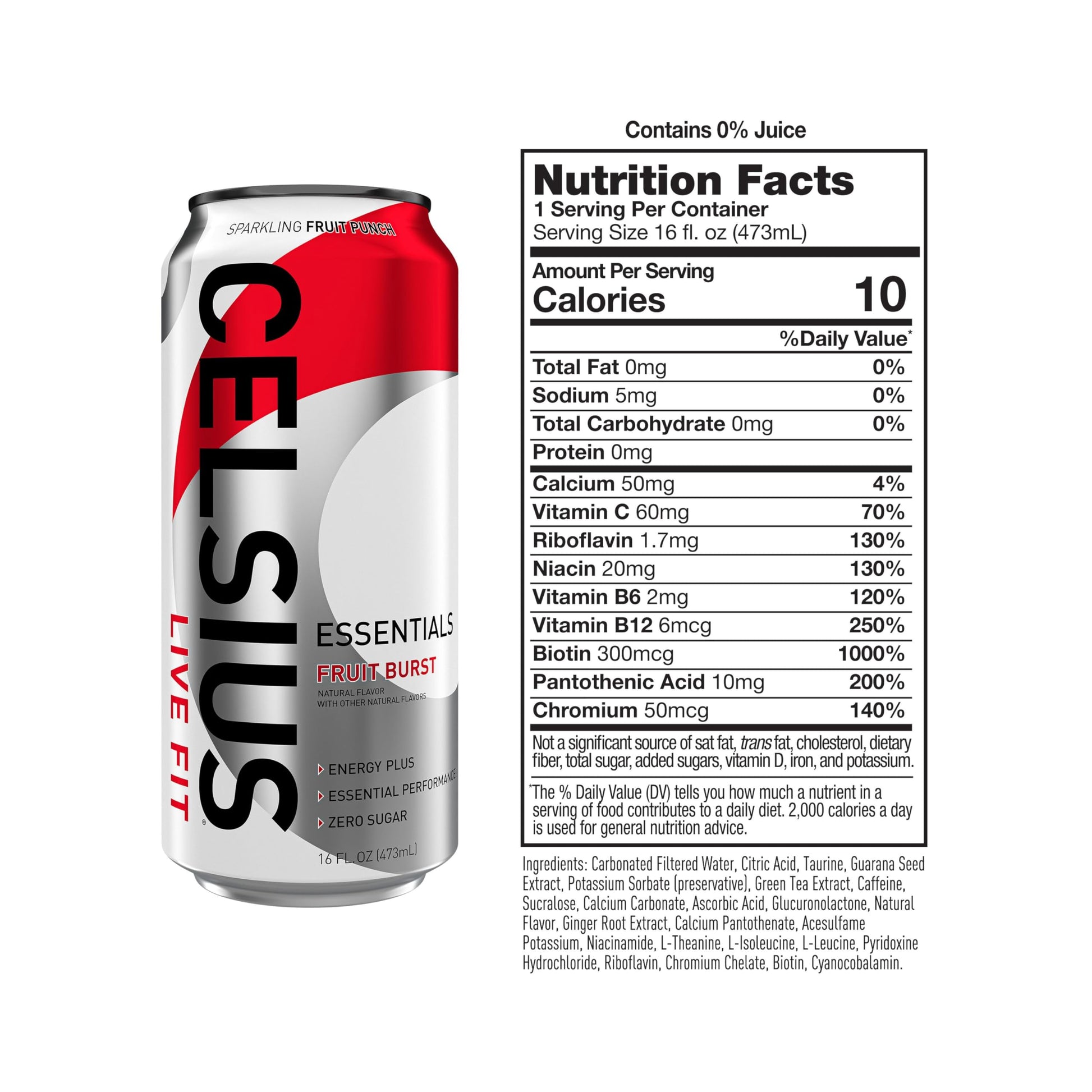 CELSIUS ESSENTIALS, Sparkling Fruit Burst, Performance Energy Drink 16 Fl Oz (Pack of 12) CELSIUS buy supplements canada