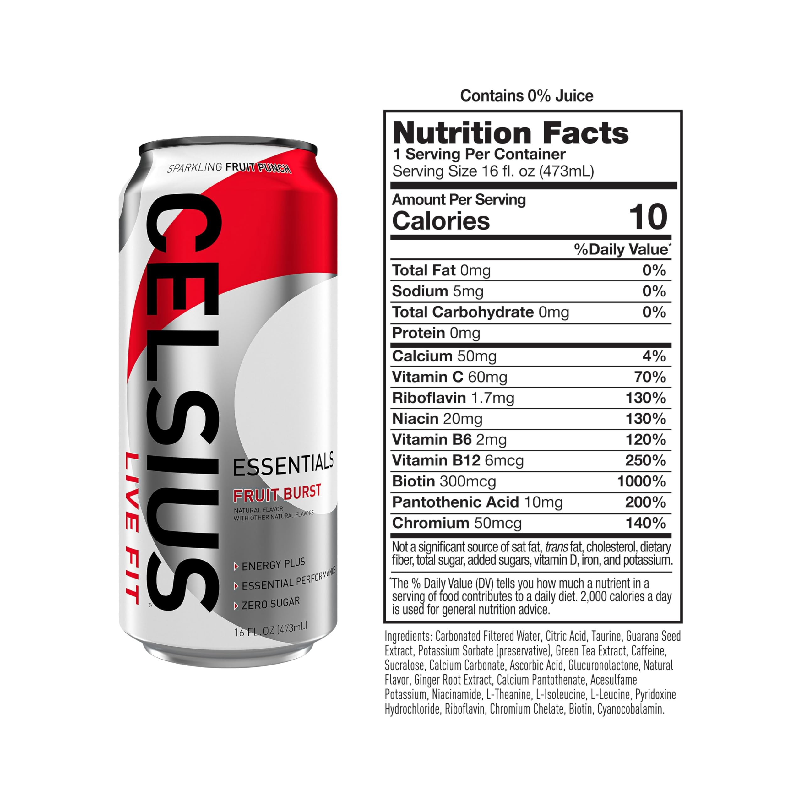 CELSIUS ESSENTIALS, Sparkling Fruit Burst, Performance Energy Drink 16 Fl Oz (Pack of 12) CELSIUS buy supplements canada