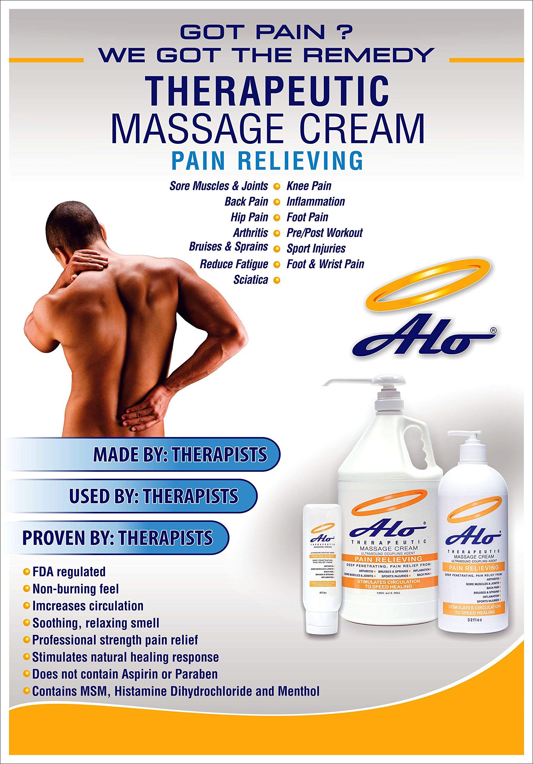 ALO Pain Relief Cream Therapy(32 oz with Pump) for Arthritis, Back Pain, Sciatica, Plantar Fasciitis, Tennis Elbow, Sore Muscles & Joints Inflammation - Working Out Aches, Acute Pain and Chronic Pain ALO Pain Relief Cream buy supplements canada