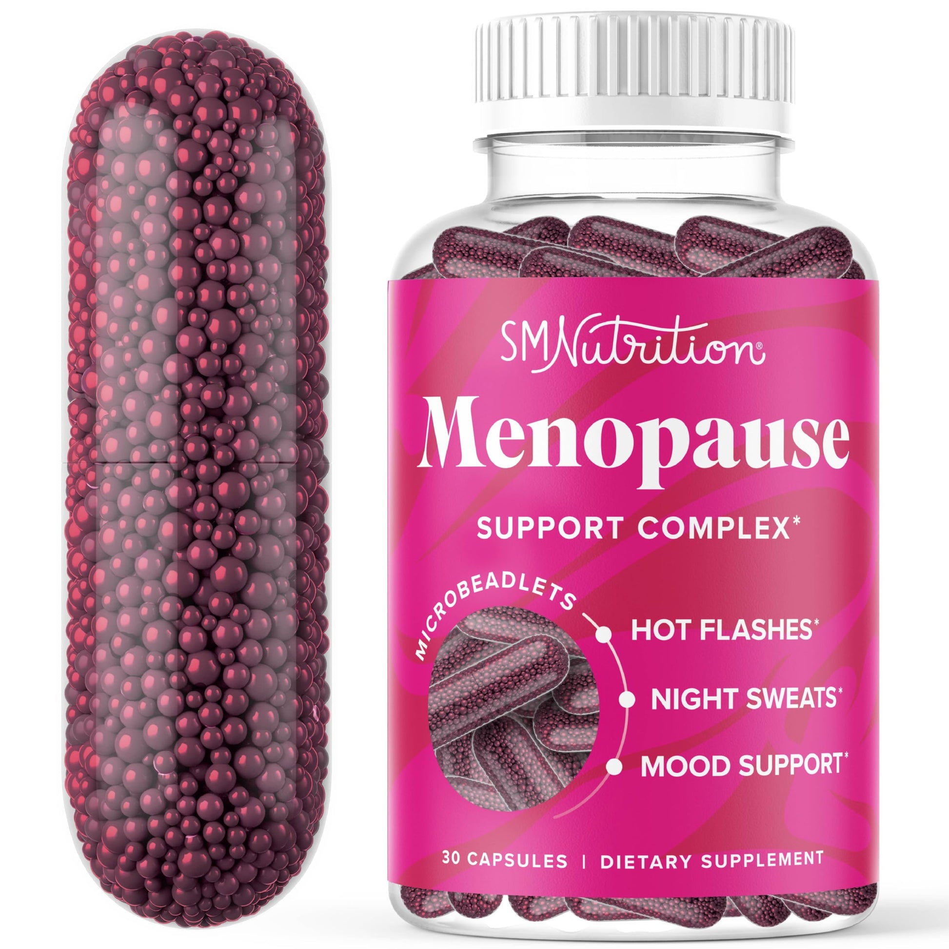 Menopause Vitamins Beadlets with Black Cohosh, Red Clover & More | Hot Flashes, Night Sweats & Mood Support | Menopause Supplements for Women with Dong Quai, Chaste Tree Berry & DIM | Non-GMO 30ct SMNutrition buy supplements canada