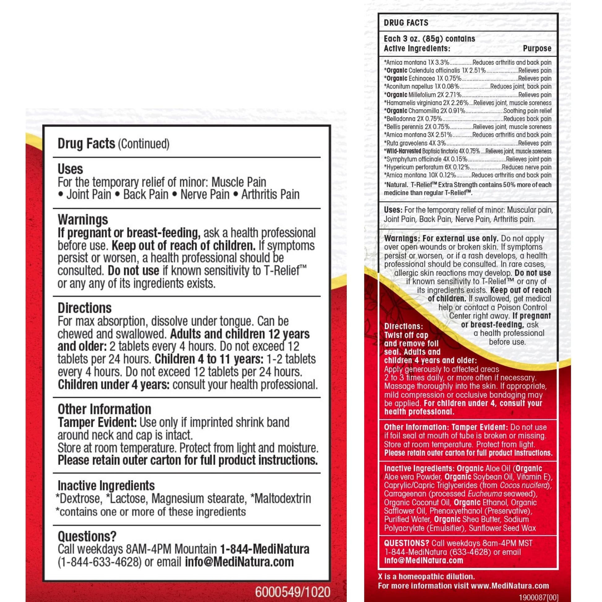 MediNatura T-Relief Extra Strength Pain Relief Arnica +12 Plant-Based Pain Relievers 100ct Tablets T-Relief Extra Strength Pain Relief 3oz Cream Bundle MediNatura buy supplements canada