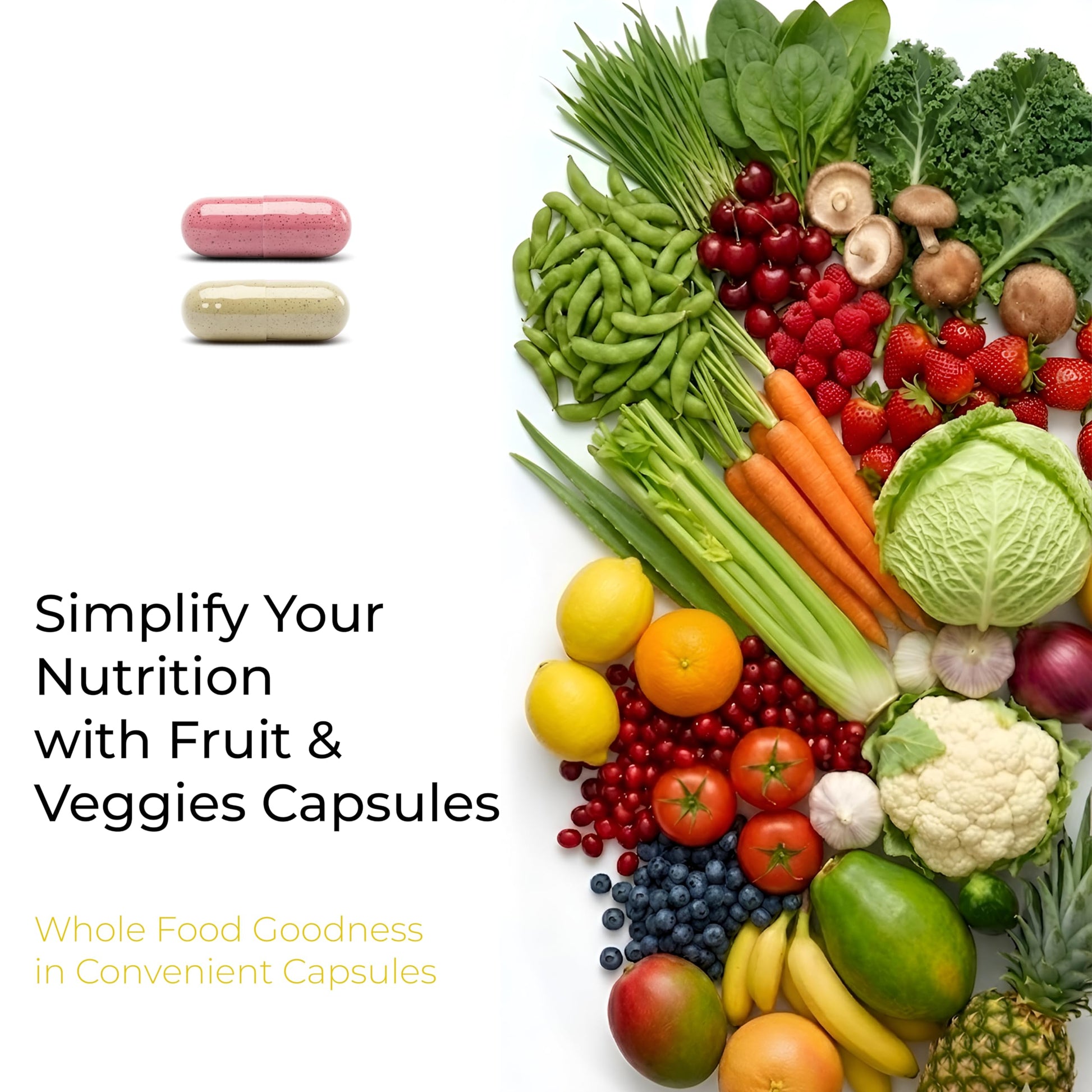 Fruits and Veggies Whole Produce Dietary Supplement with Superfood Fruits and Vegetables for Men, Women and Kids, 90 Fruit Capsules, 90 Veggie Capsules - 1 Set NATURAL GREENS buy supplements canada