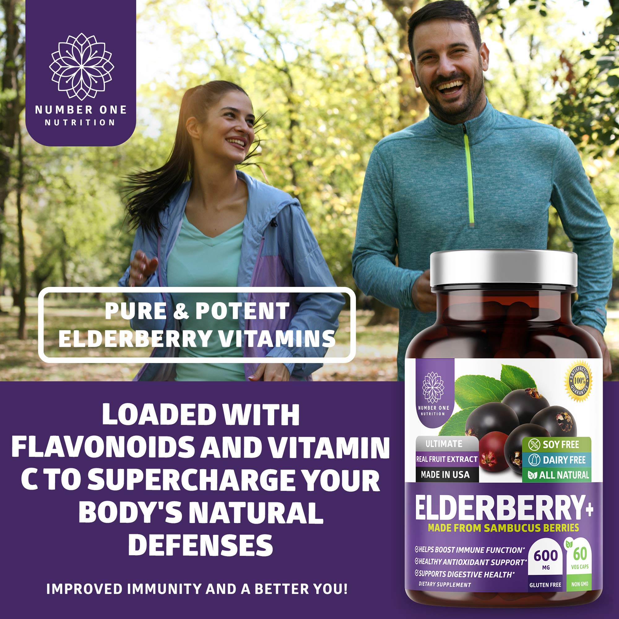 N1N Premium Black Elderberry Capsules for Adults [Max Strength] Pure and Potent Elderberry from Sambucus Nigra to Support Immunity & Skin Health, Non-GMO, Gluten Free, 60 Veg Caps Number One Nutrition buy supplements canada