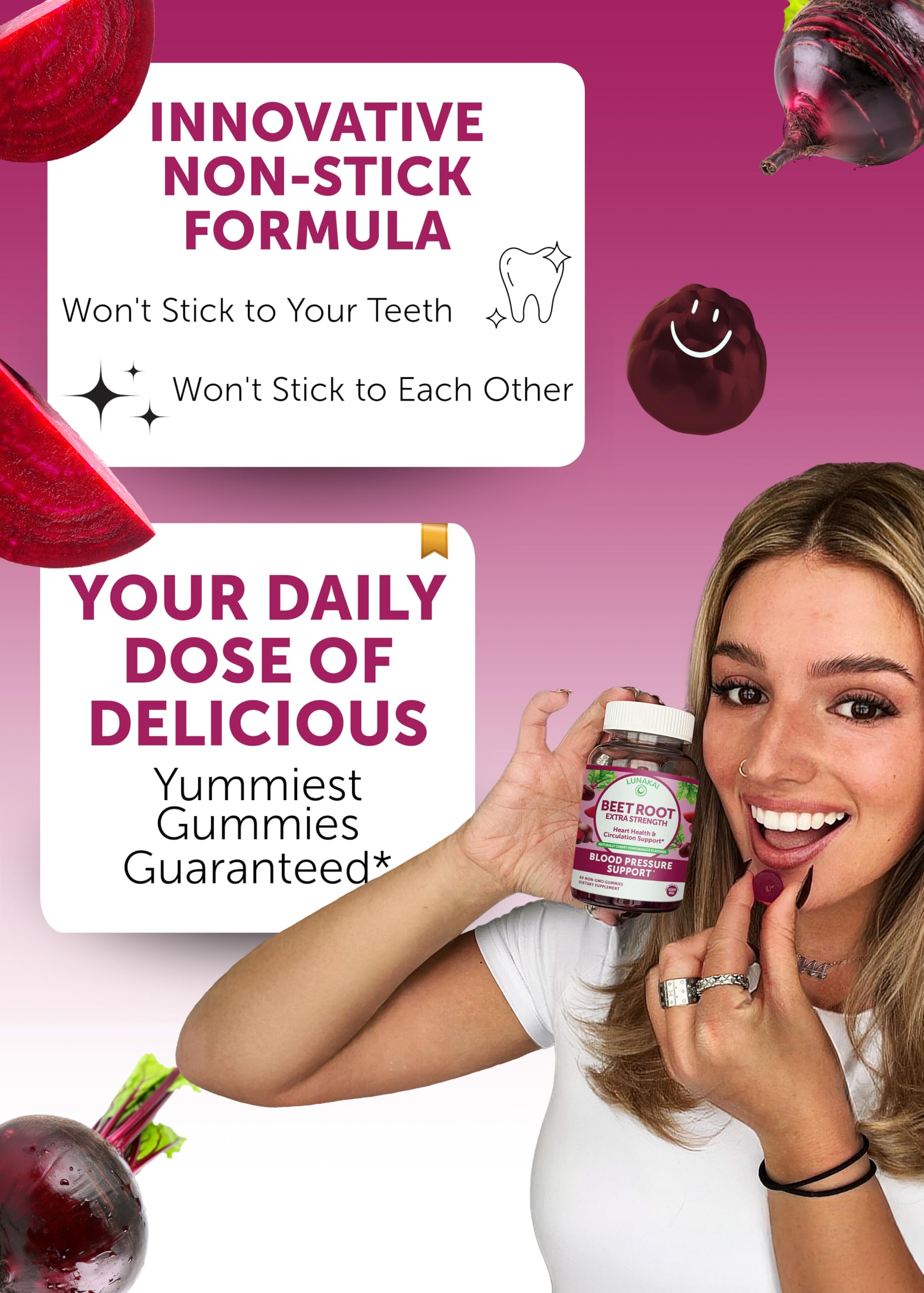 Lunakai USA Made Beet Root Gummies with Antioxidant Blend - Delicious Non-GMO Beet Chews, 60ct Lunakai buy supplements canada