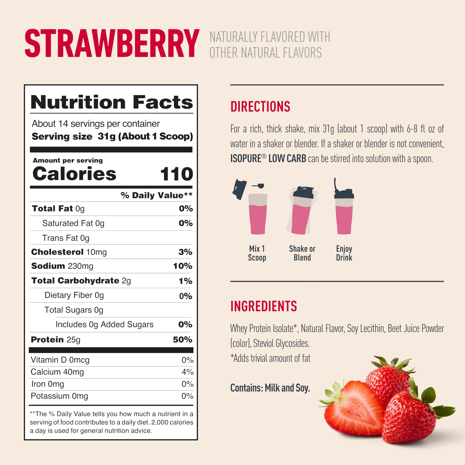 Isopure Low Carb 100% Pure Whey Isolate Protein Powder, Lactose Free, Gluten Free, With Vitamins, Strawberry, 25g Protein Per Serving, 1 Lb, 14 Servings (Packaging May Vary) Isopure buy supplements canada