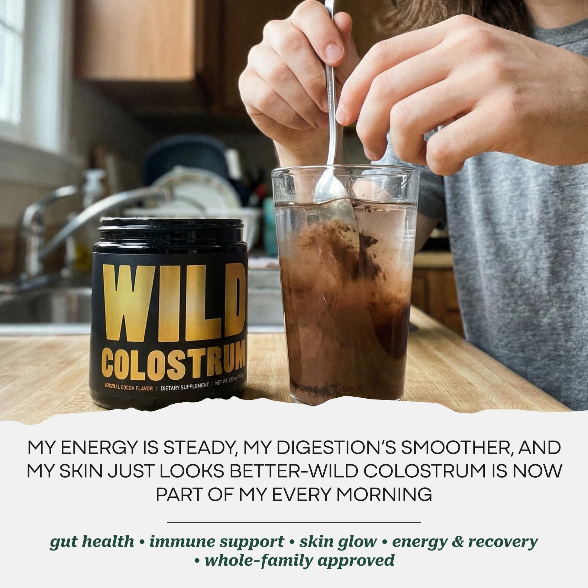 Colostrum Supplement - Grass Fed Pure Bovine Colostrum Powder - 2000mg & 400mg IgG (calostro bovino) - Gut, Immunity, Skin, Hair Support - Sugar Free, Natural Cacao Flavour, 30 Servings Wild Foods buy supplements canada