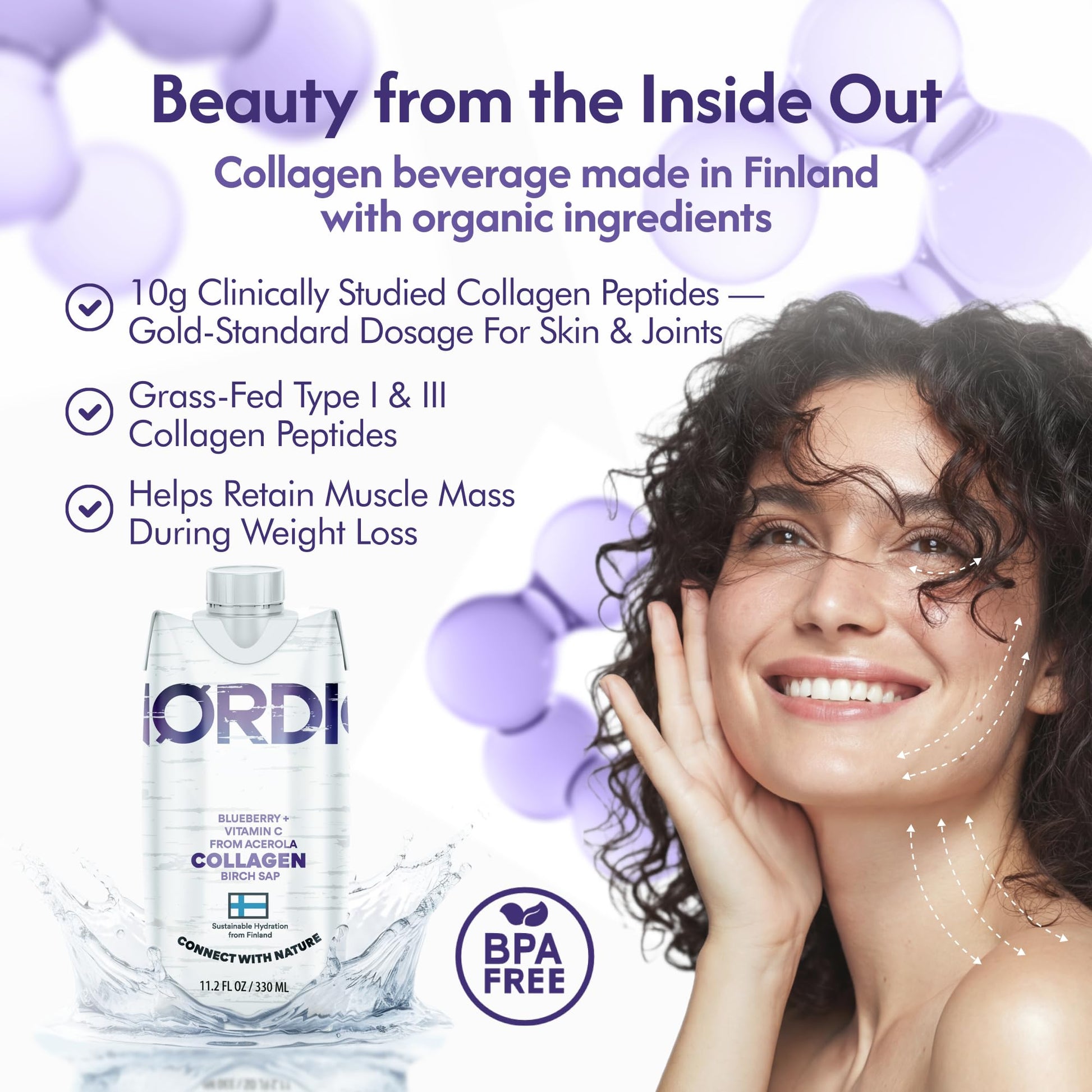 Nordic Liquid Collagen Peptide Drink, Organic Birch Sap, Wild blueberry + Vitamin C, Made in Finland - 10g Clinically Studied Grass Fed Collagen Peptides for Skin Hair Nails & Joint Support, with Silica, BPA-Free Beverage (12 Pack) Nordic Tree Water buy supplements canada