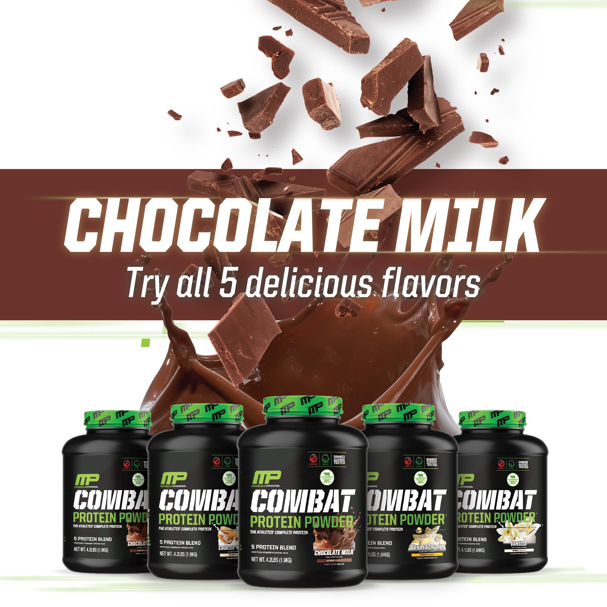 MusclePharm Combat Protein Powder, Chocolate Milk Flavor, Fuels Muscles for Productive Workouts, 5 Protein Sources including Whey Protein Isolate & Egg Albumin, Gluten Free, 4.2 lb, 52 Servings Muscle Pharm buy supplements canada