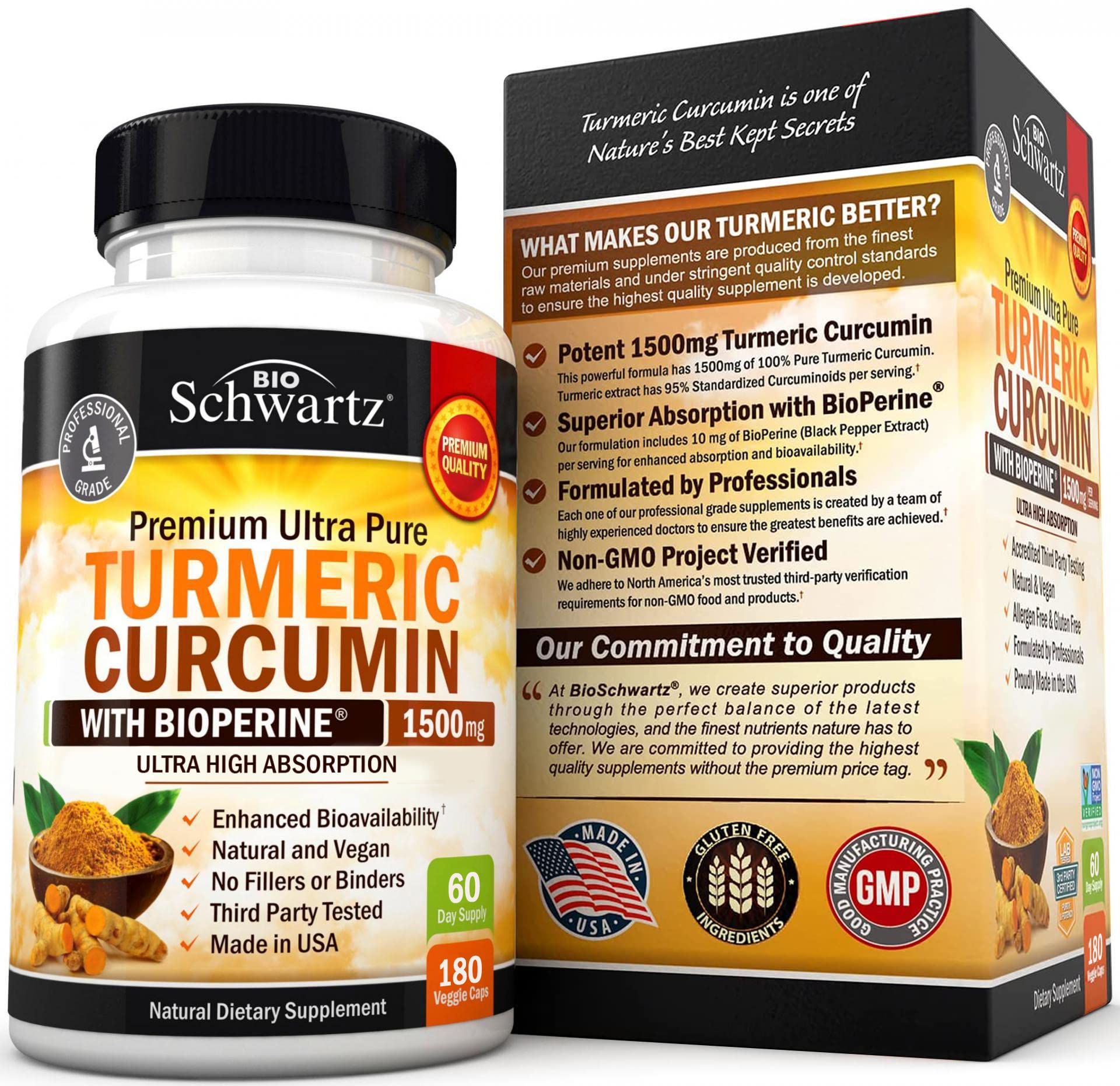 Turmeric Curcumin with Black Pepper Extract 1500mg - High Absorption BioSchwartz buy supplements canada