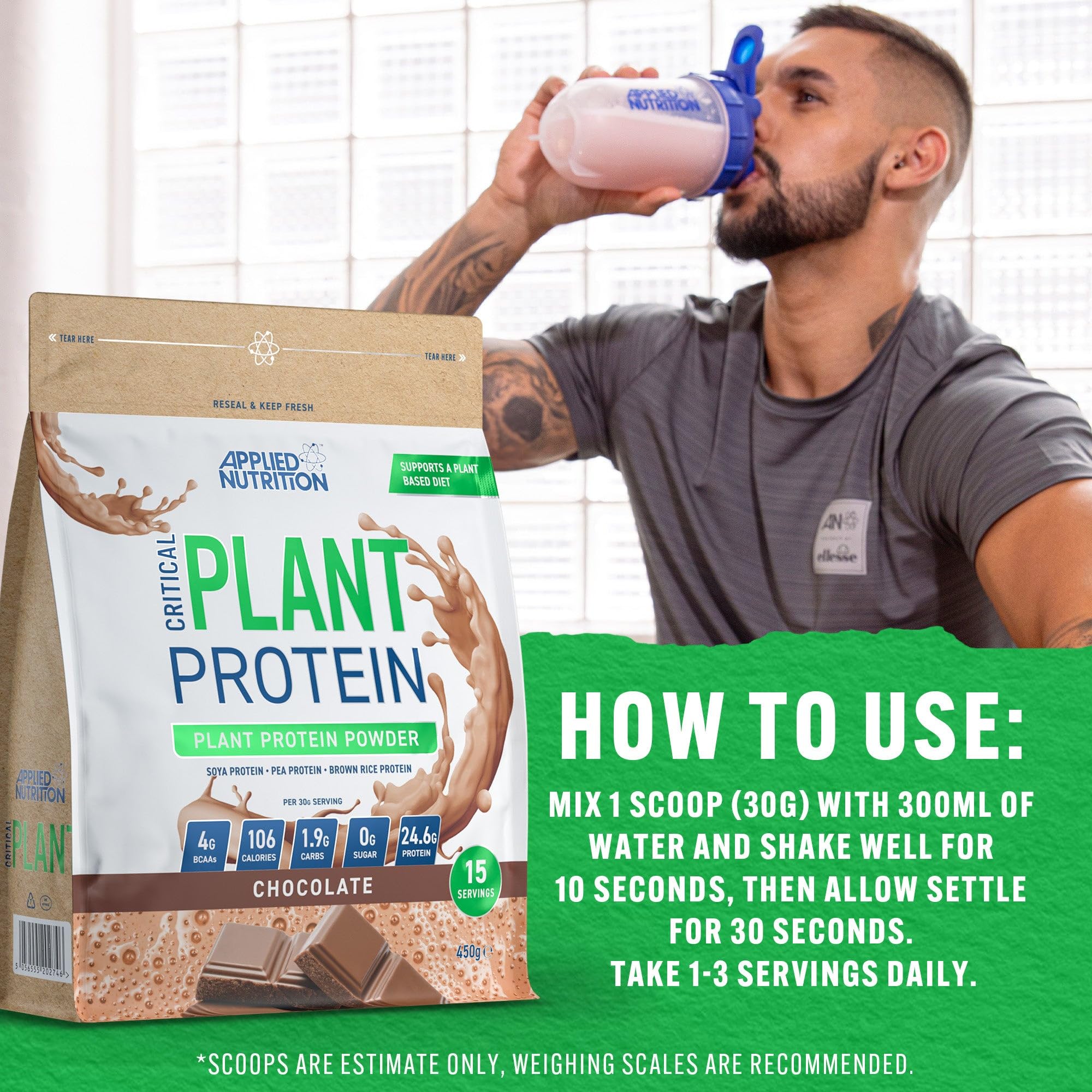 Applied Nutrition Plant Protein Powder – Critical Plant Vegan Protein Shake with SOYA, Pea, Brown Rice Proteins Applied Nutrition buy supplements canada
