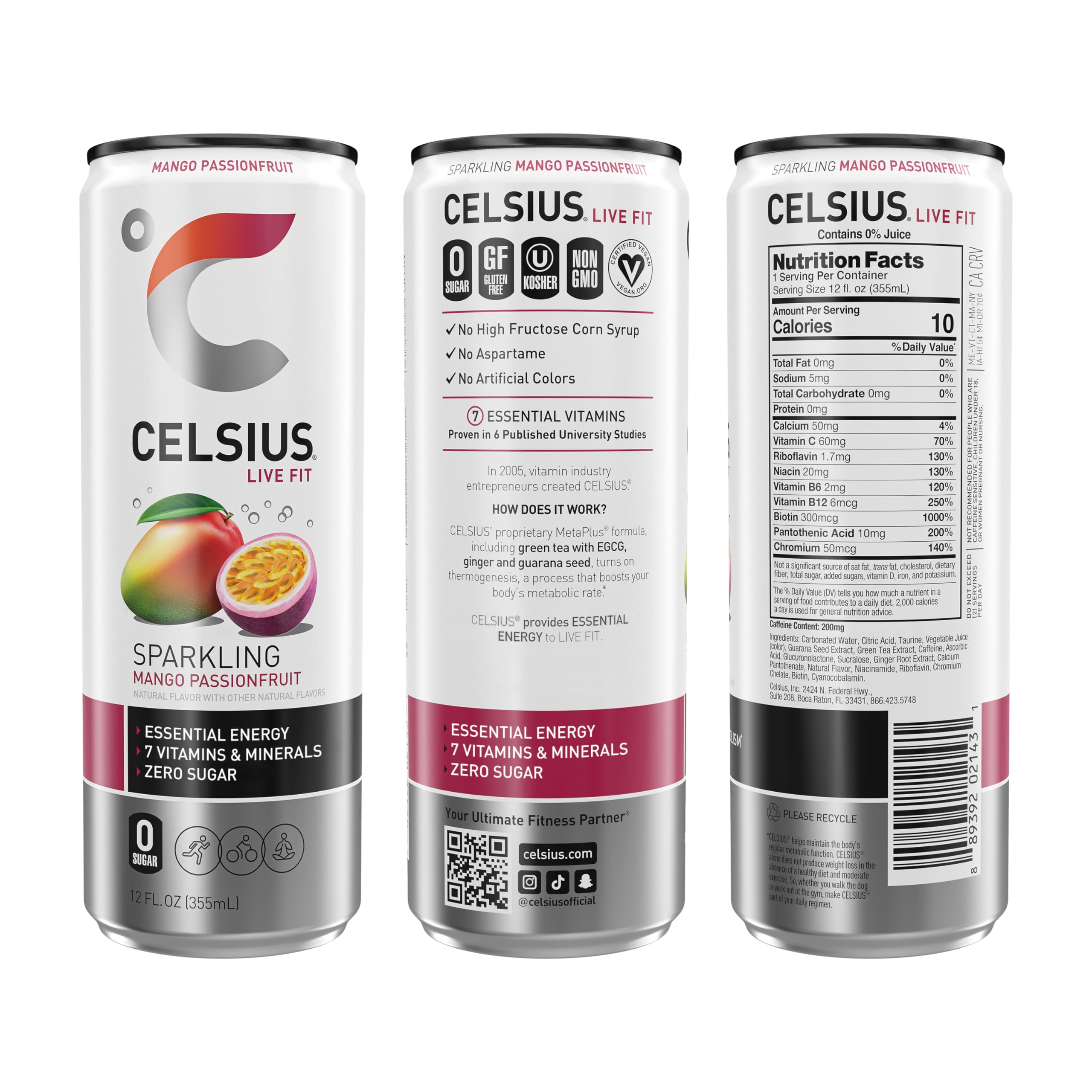 CELSIUS Sparkling Mango Passionfruit, Functional Essential Energy Drink 12 Fl Oz CELSIUS buy supplements canada