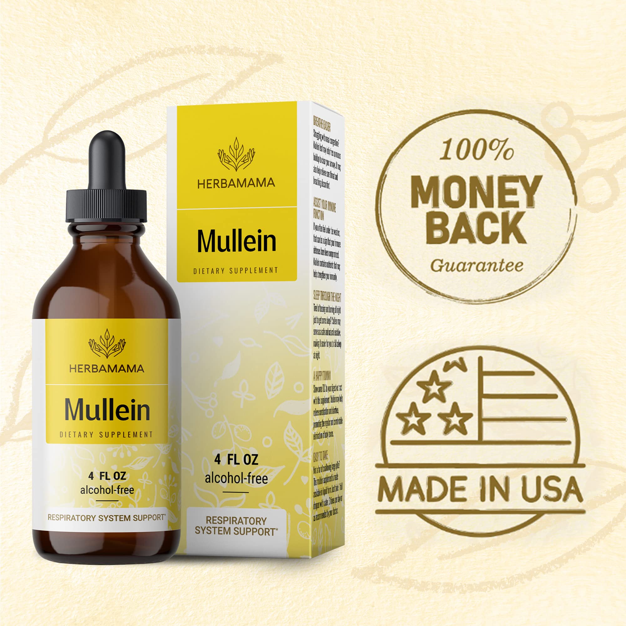 Mullein Leaf Tincture - Lung Cleanse - Vegan Mullein Drops - Lung Detox HERBAMAMA buy supplements canada