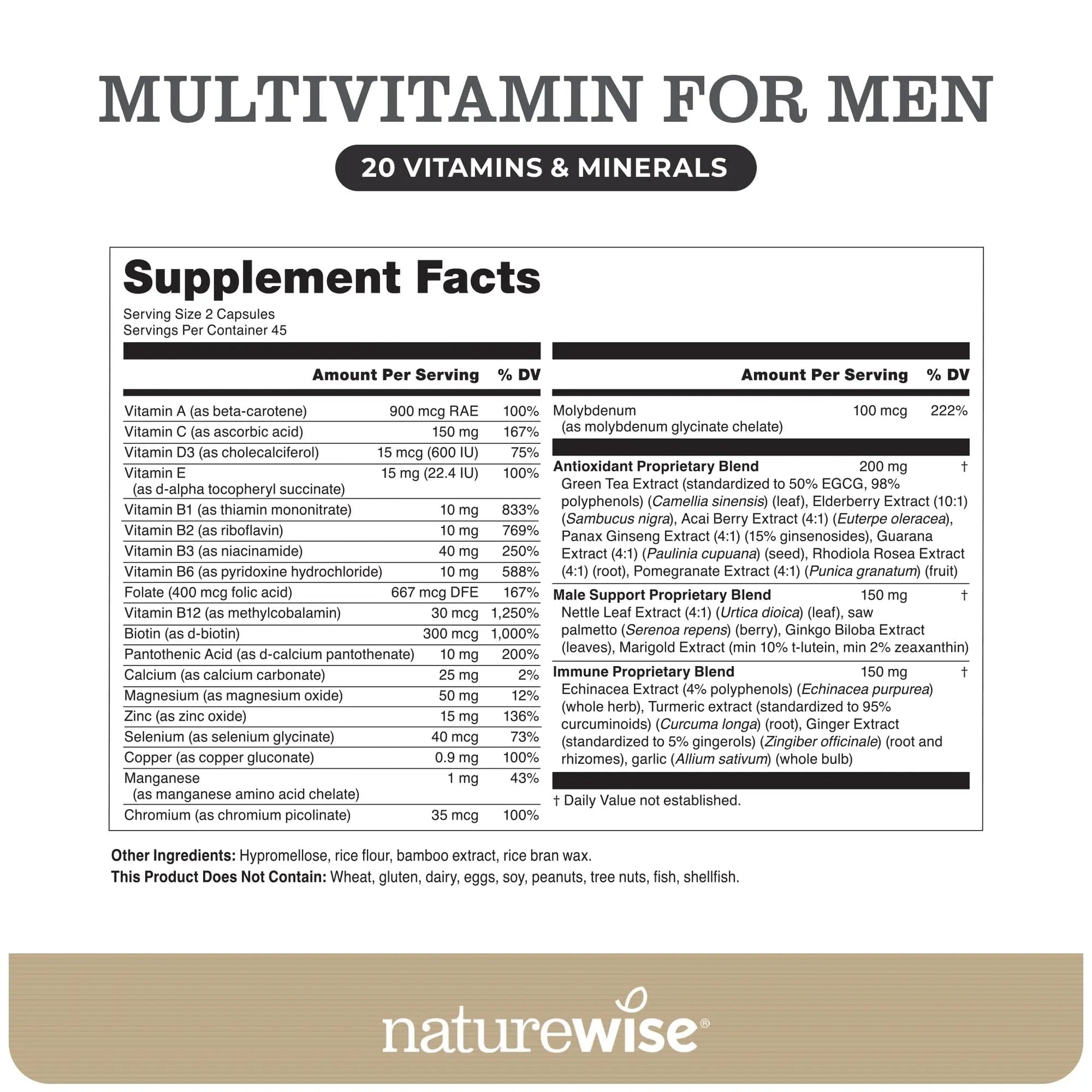 NatureWise [1] Multivitamin for Men - Non-GMO - 90 Capsules[45-Day Supply] + [1] Magnesium Glycinate 625mg - Chelated Magnesium - 30 Capsules[30-Day Supply] NatureWise buy supplements canada
