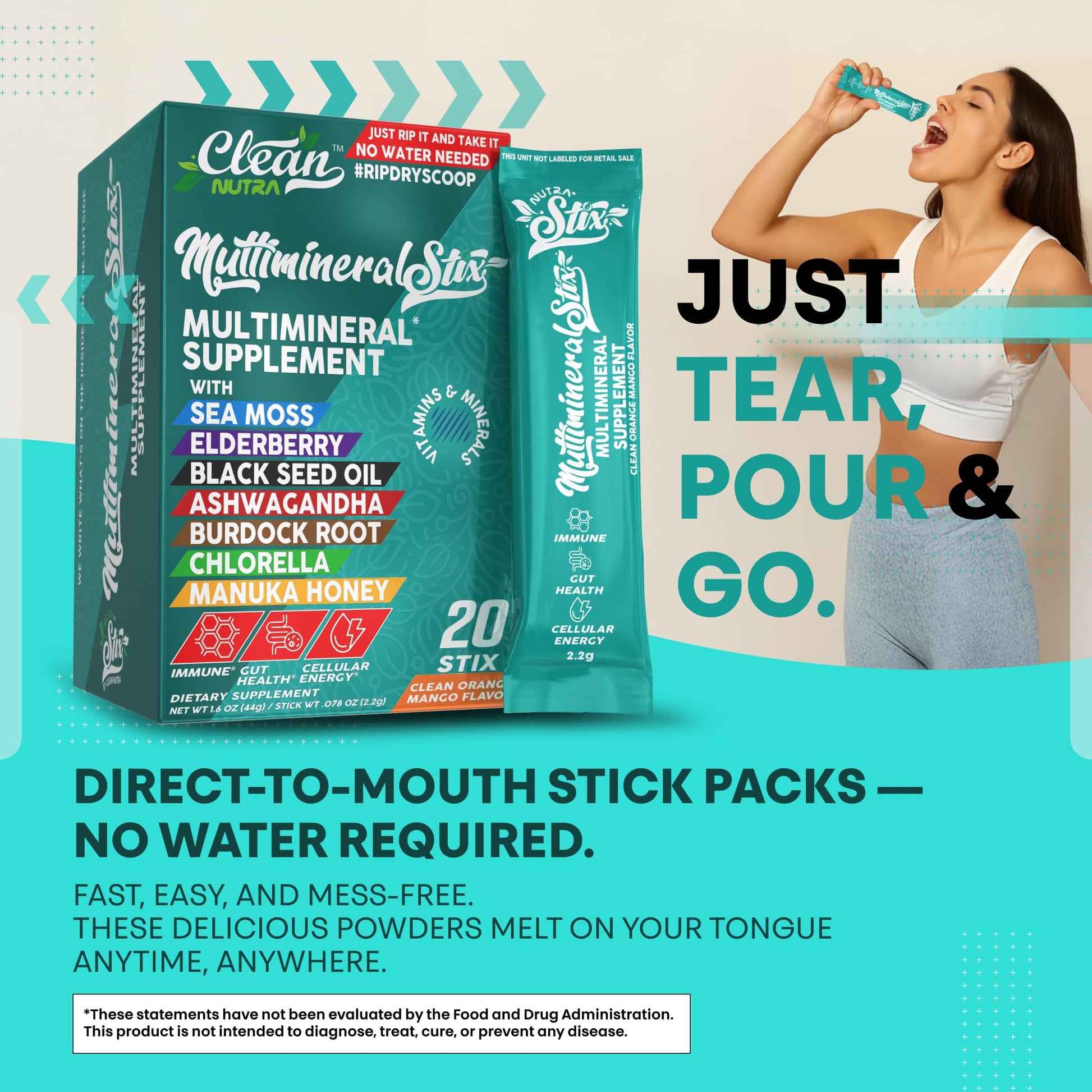 Sea Moss Powder Elderberry Ashwagandha Chlorella Manuka Honey VitaminD3 Vitamin C Zinc Spirulina Iodine Greens Detox Immune Support Sugar Free Hydration Powder Drink Mix – 20 Sticks Clean Nutraceuticals buy supplements canada