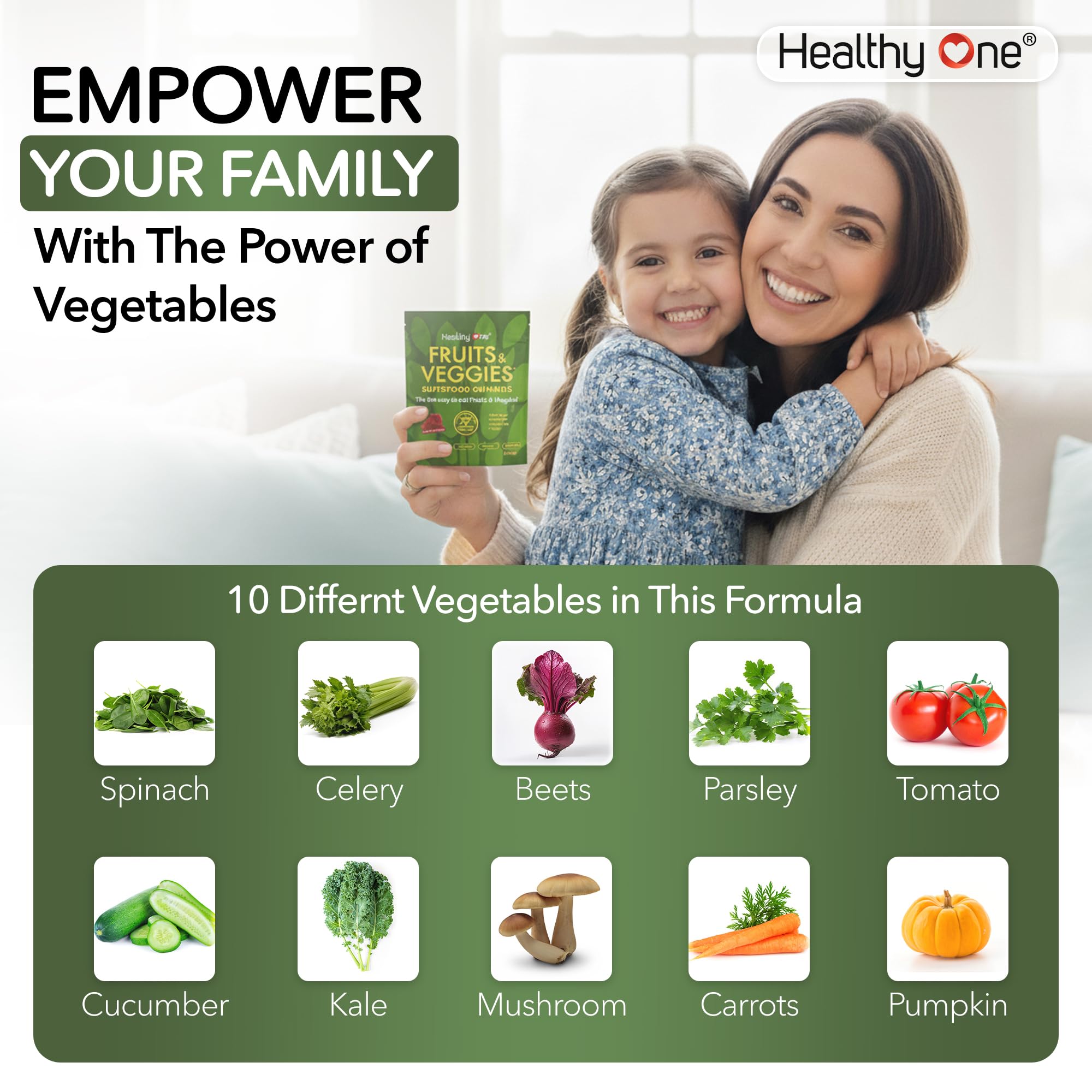 Fruits & Veggies Sugar-Free Gummies - 27 Whole Foods - Equals 3 Servings of Fruits & Vegetables - Improve Energy, Focus & Immune Function - Fiber - Antioxidants - Organic Ingredients - 14 Packets Healthy One buy supplements canada