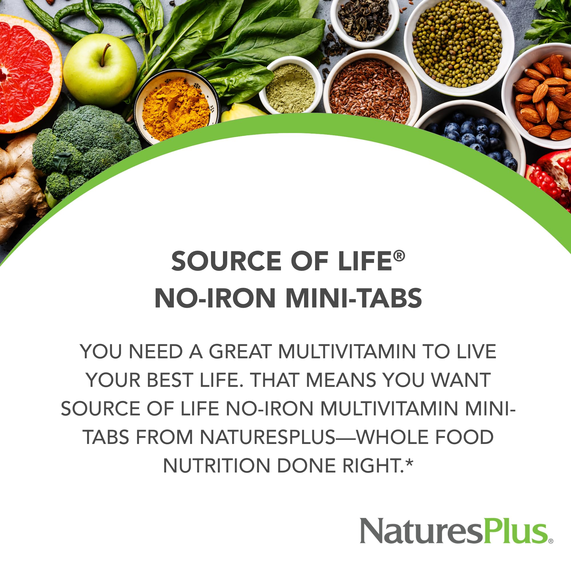 NaturesPlus Source of Life Mini-Tabs No Iron - 90 Vegetarian Mini Tablets - Easy to Swallow Natural Whole Food Multivitamin & Mineral Supplement for Health & Energy - 15 Servings NaturesPlus buy supplements canada