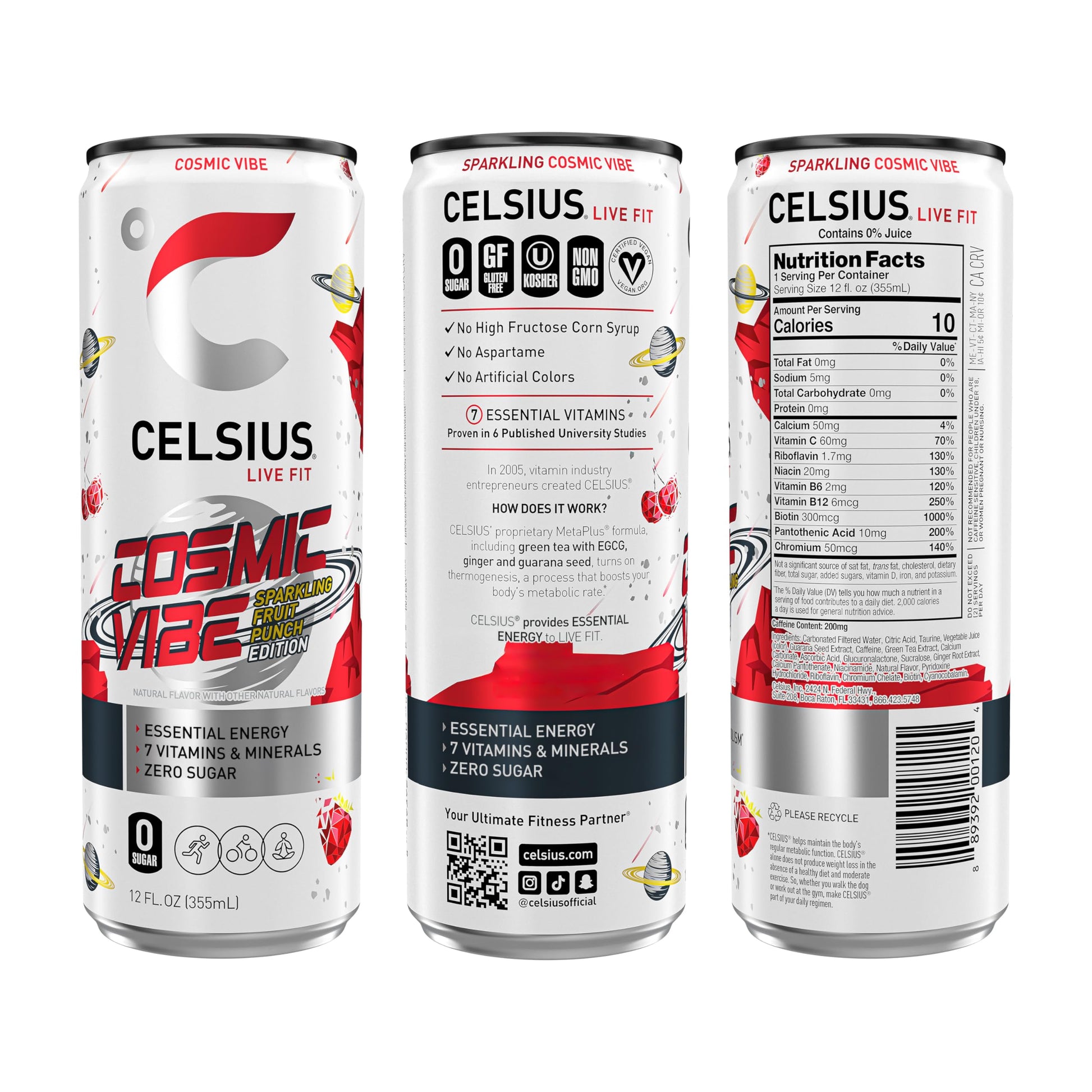CELSIUS Sparkling Cosmic Vibe, Functional Essential Energy Drink 12 Fl Oz (Pack of 12) CELSIUS buy supplements canada
