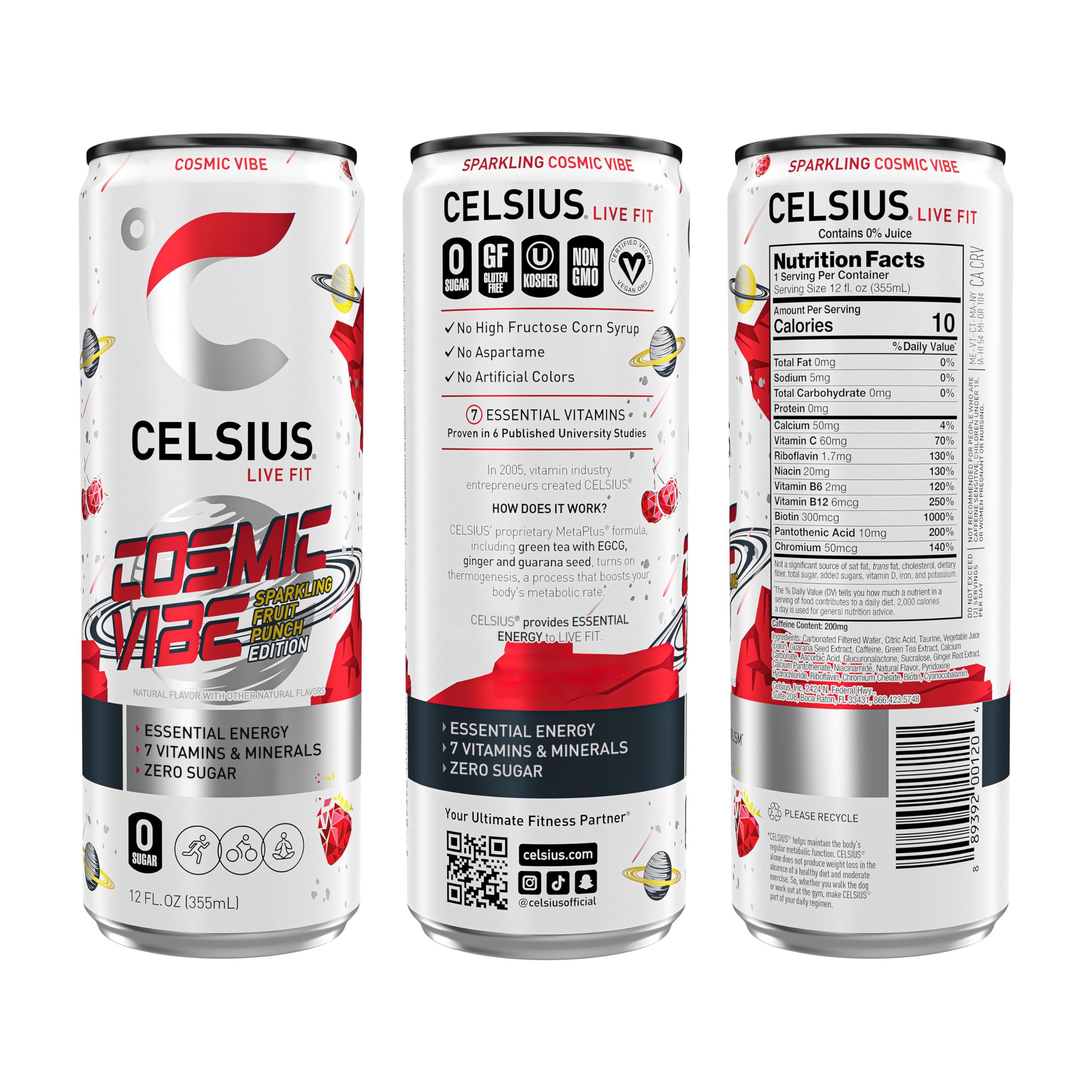 CELSIUS Sparkling Cosmic Vibe, Functional Essential Energy Drink 12 Fl Oz (Pack of 12) CELSIUS buy supplements canada