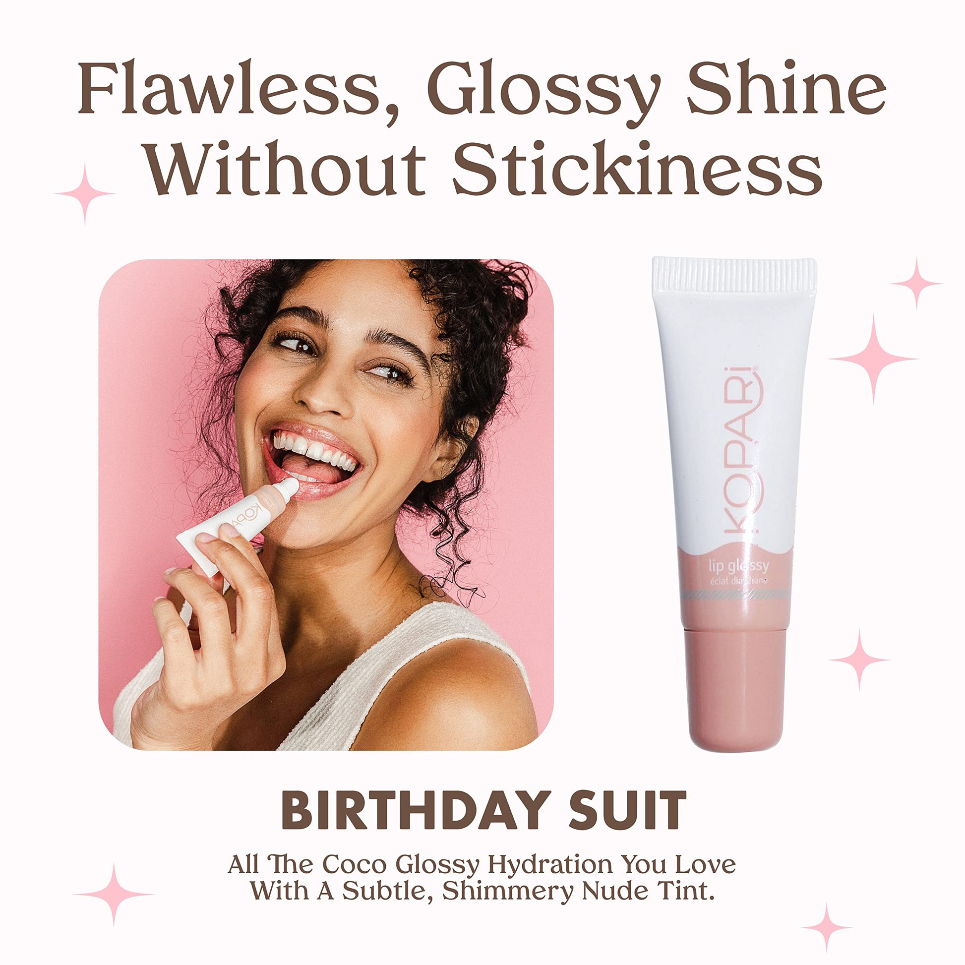 Kopari Coconut Lip Glossy | Nude Tint Birthday Suit | Vegan Hydrating Moisturizing Lip Oil Vitamin E Shea Butter Long Wear High Shine Non Sticky | Clean Plant Based Non Toxic Balm Paraben Free Kopari buy supplements canada