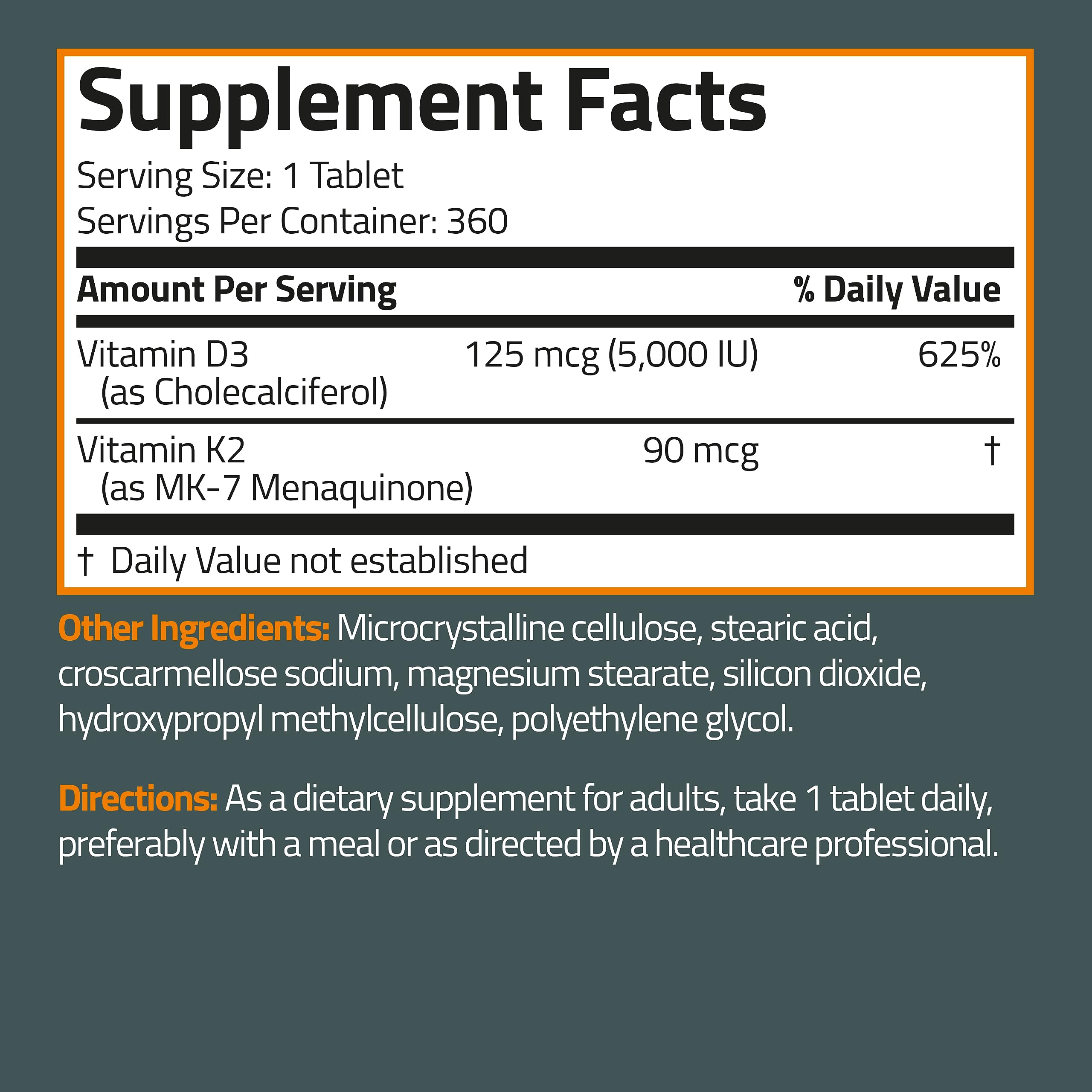 Bronson Basics Vitamin K2 D3 (MK7) Supplement Non-GMO Formula 5000IU (125 mcg) Bronson buy supplements canada