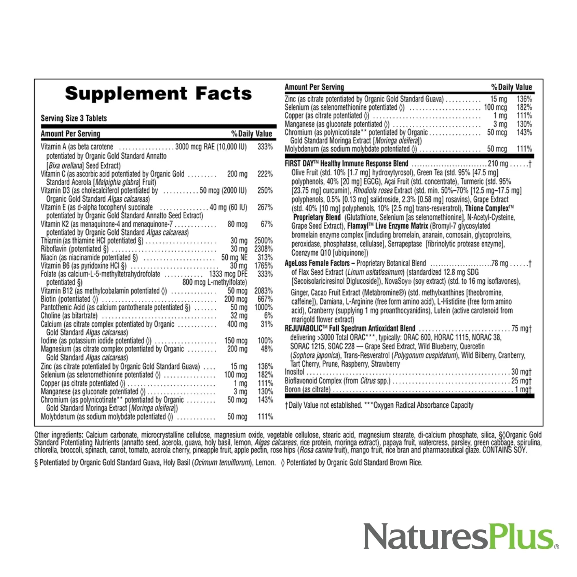 NaturesPlus AgeLoss Women’s Multi - 90 Tablets - Anti-Aging Multivitamin & Mineral Supplement, Menstrual & Menopausal Support, Antioxidant Nature's Plus buy supplements canada