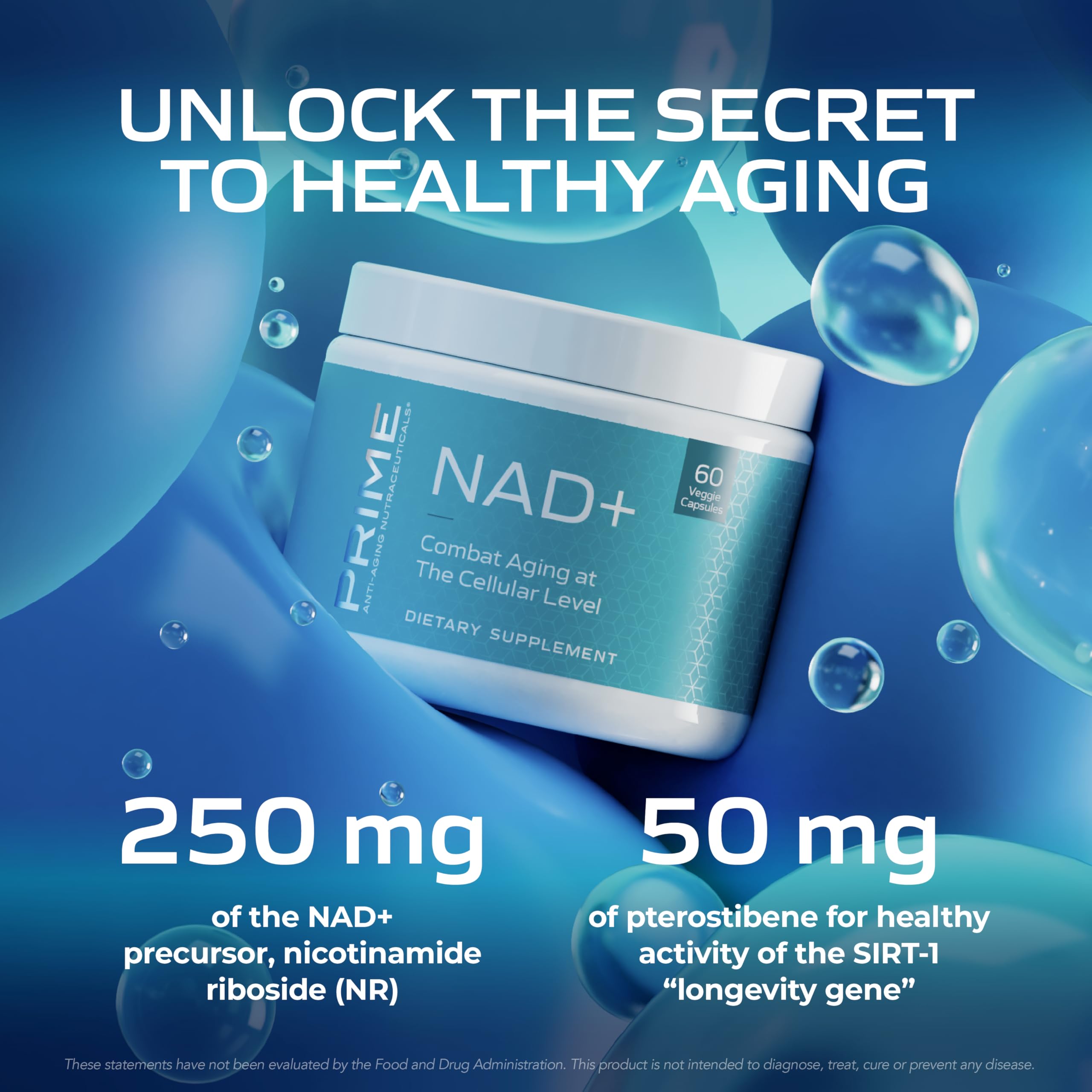 PRIME Anti-Aging Nutraceuticals NAD+ – Nicotinamide Riboside & Pterostilbene Supplement for Cellular Energy, Healthy Aging & Vitality, Vegan, Gluten-Free, 30 Servings PRIME buy supplements canada