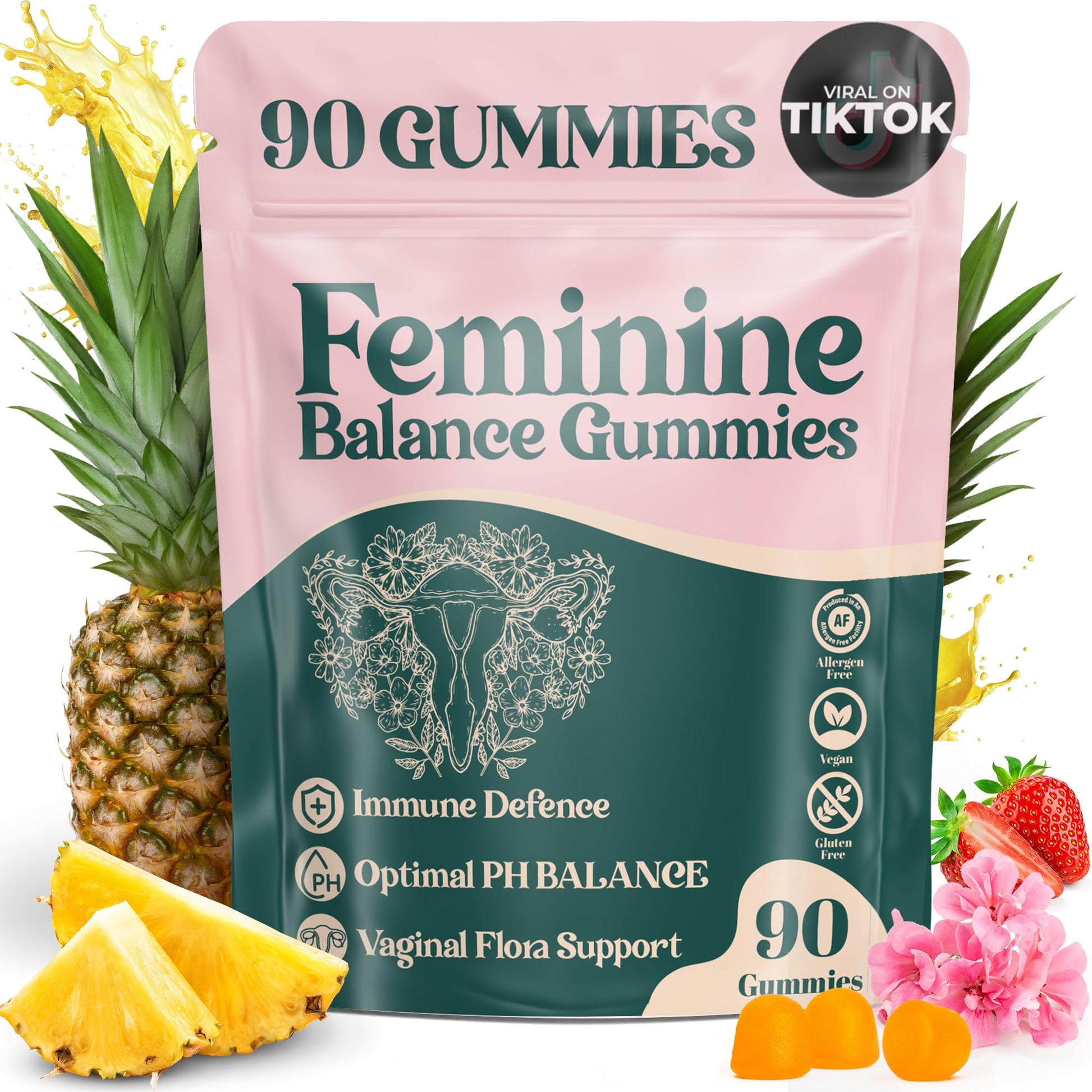 ORGANIC UPLIFT Premium Feminine Balance Gummies - for Women’s Health & Wellness - Immune Support - Vegan, Gluten-Free - Hawaiian Pineapple - 90 Gummies - 45 Servings ORGANIC UPLIFT buy supplements canada