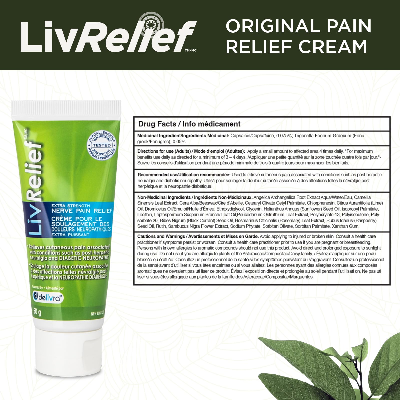 LivRelief Nerve Pain Relief Extra Strength - 50g LivRelief buy supplements canada