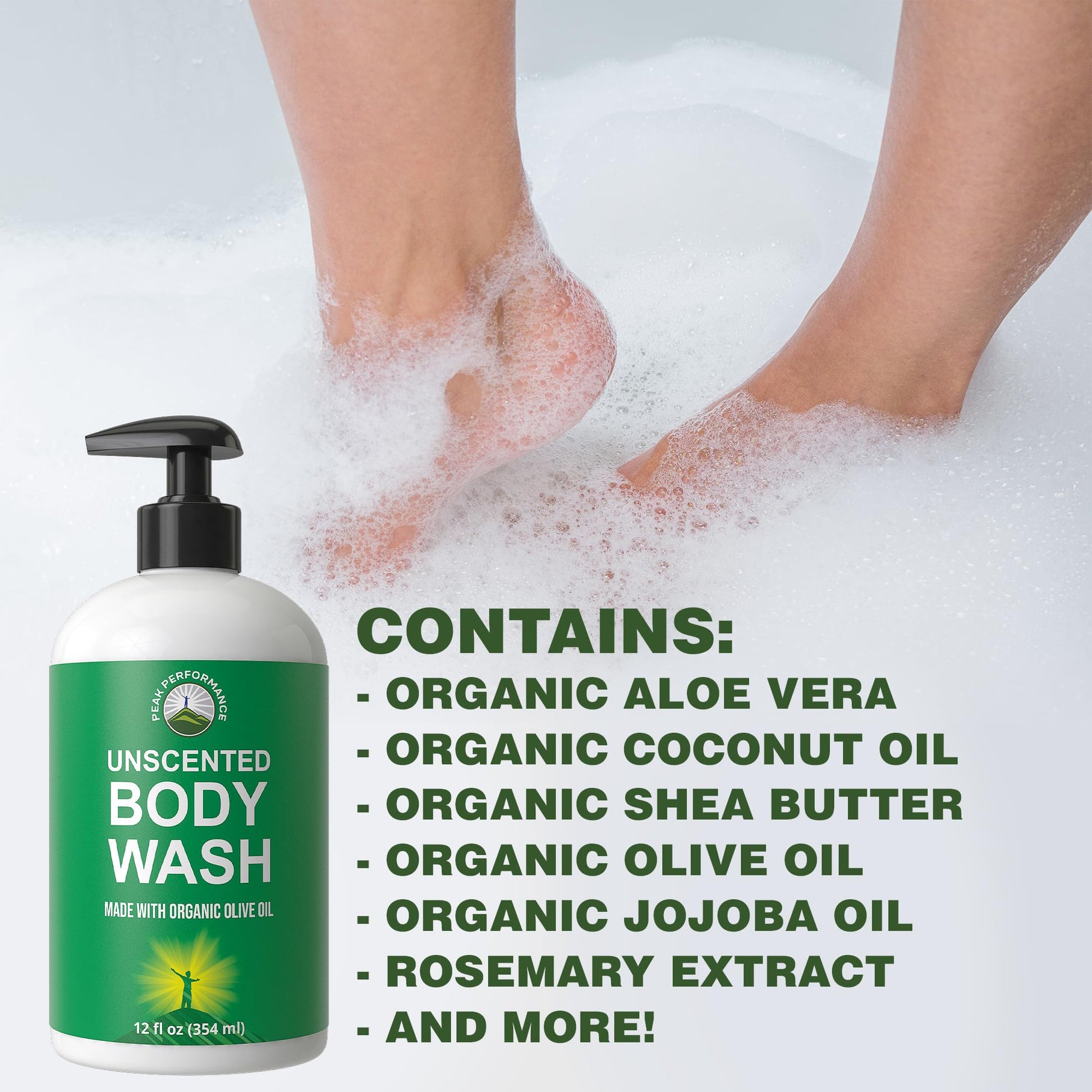 Ultra Pure Unscented Body Wash Made with Organic Ingredients Including Aloe Vera, Olive Oil, Jojoba, Coconut Oil, and Shea Butter. Great for Sensitive Skin. Natural Vegan Body Wash No Toxins Peak Performance buy supplements canada