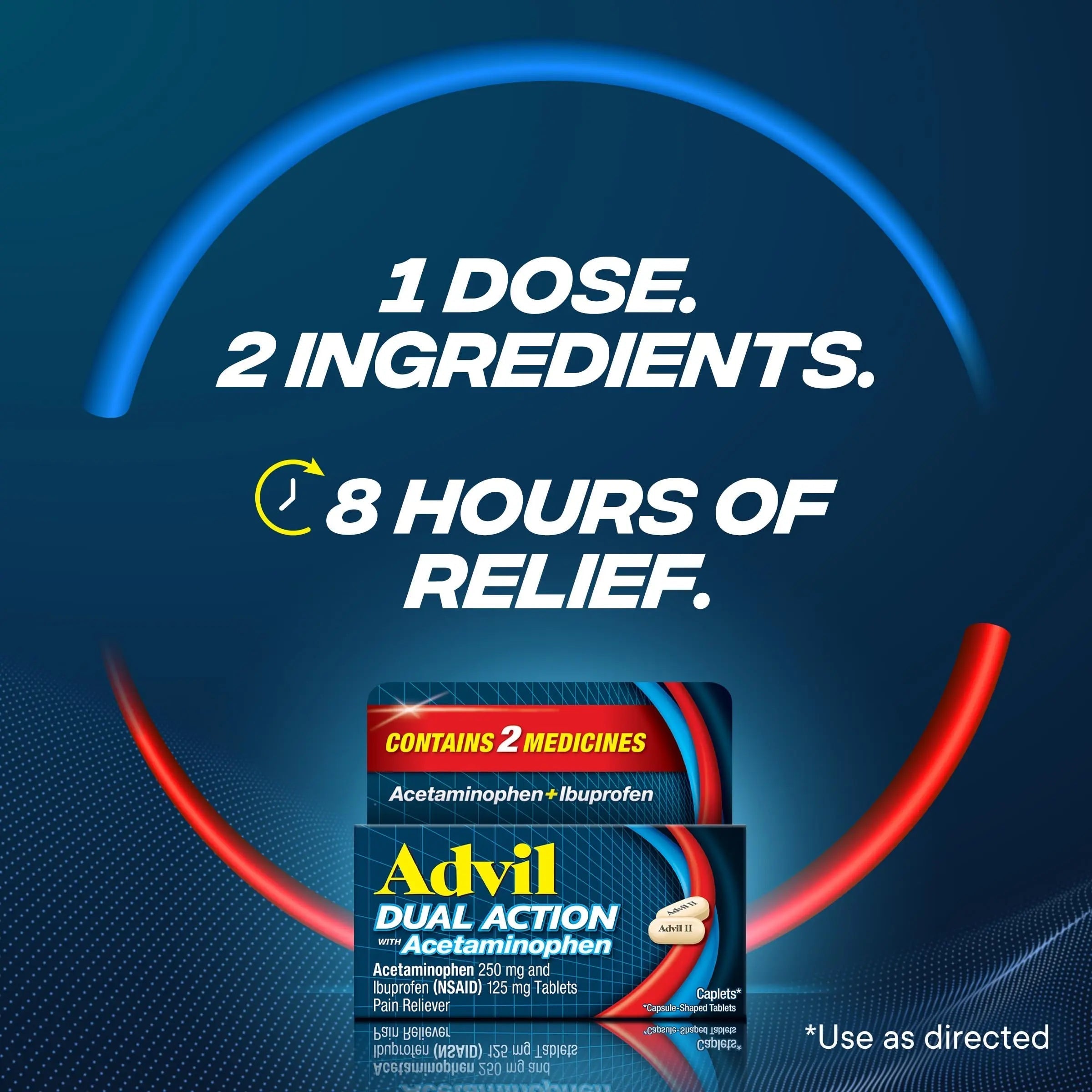 Advil Dual Action Coated Caplets, 125 Mg Ibuprofen and 250 Mg Acetaminophen per Dose (2 Dose Equivalent) for 8 Hour Pain Relief - 216 Count Advil buy supplements canada