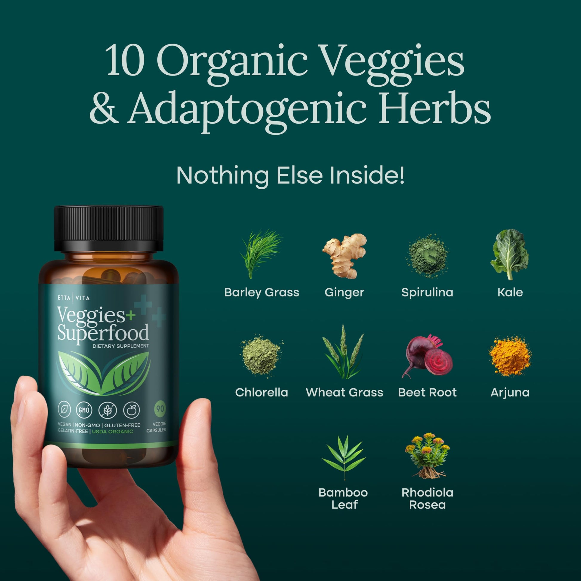 100% Organic Fruits and Veggies Supplement (USDA Organic - Made in USA) 180 Potent Fruits and Vegetable Capsules for Energy Boost & Daily Fruit and Vegetable Vitamins - Vegan, Non-GMO, Gluten-Free Etta Vita buy supplements canada