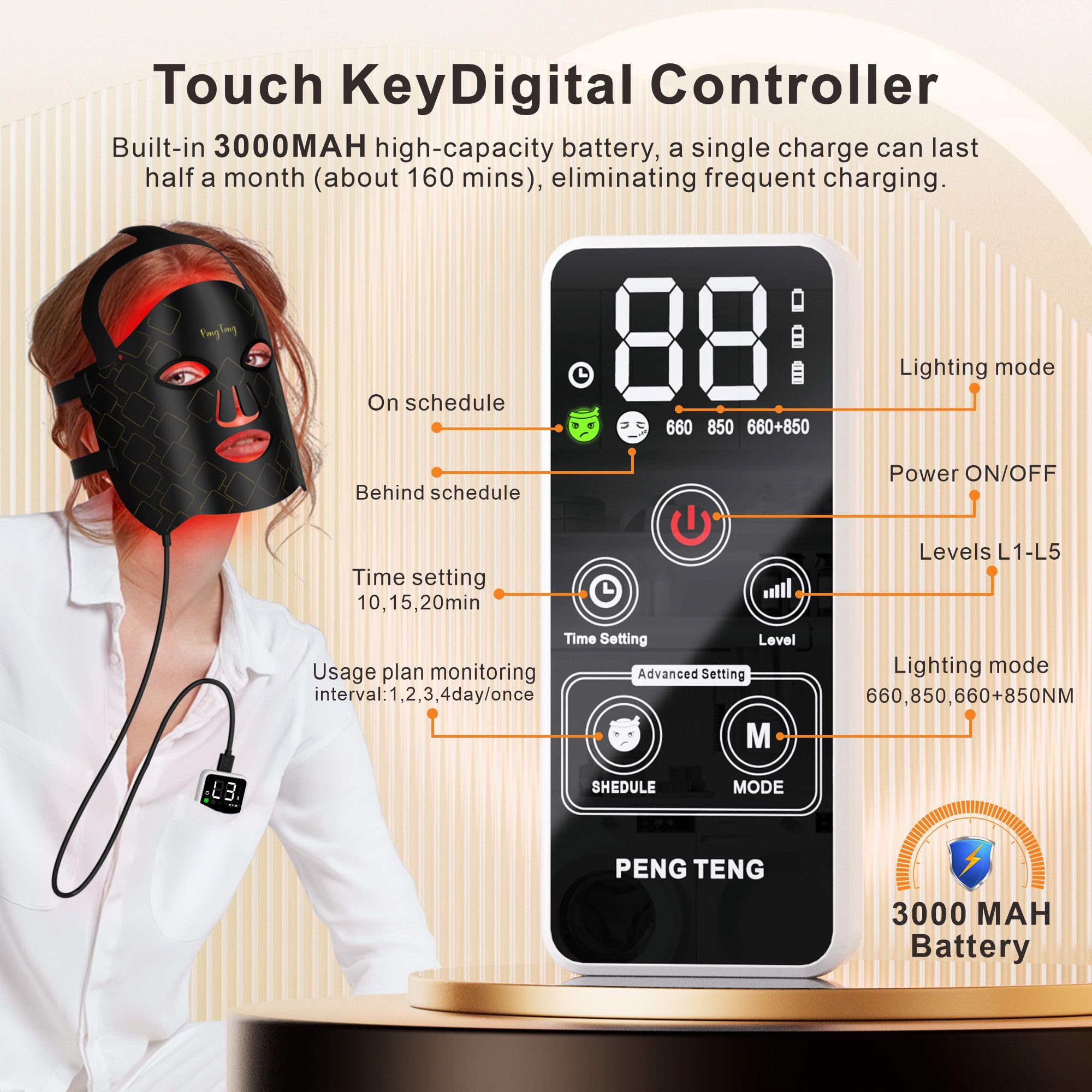 Peng Teng Red Light Therapy for Face, 660NM and 850NM,Innovative use of Monitoring,red Light Therapy Masks PengTeng buy supplements canada