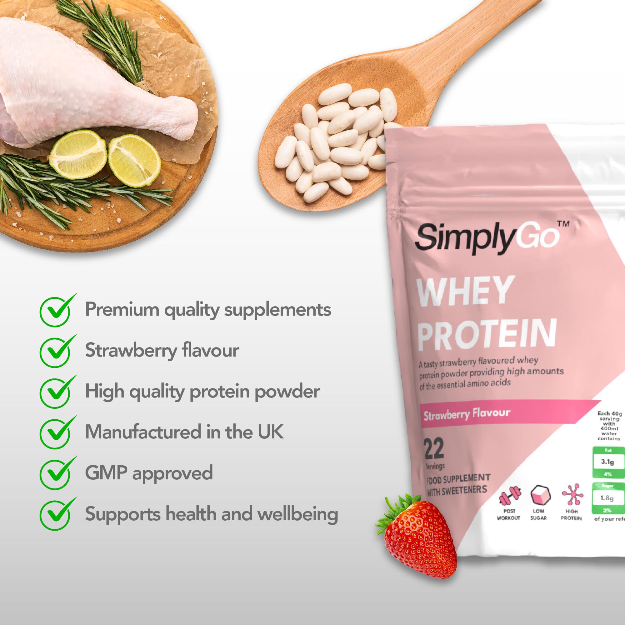 SimplyGo Whey Protein Powder | 900g | Simply Add 30g to Water, Juice or Shakes Simply Supplements buy supplements canada