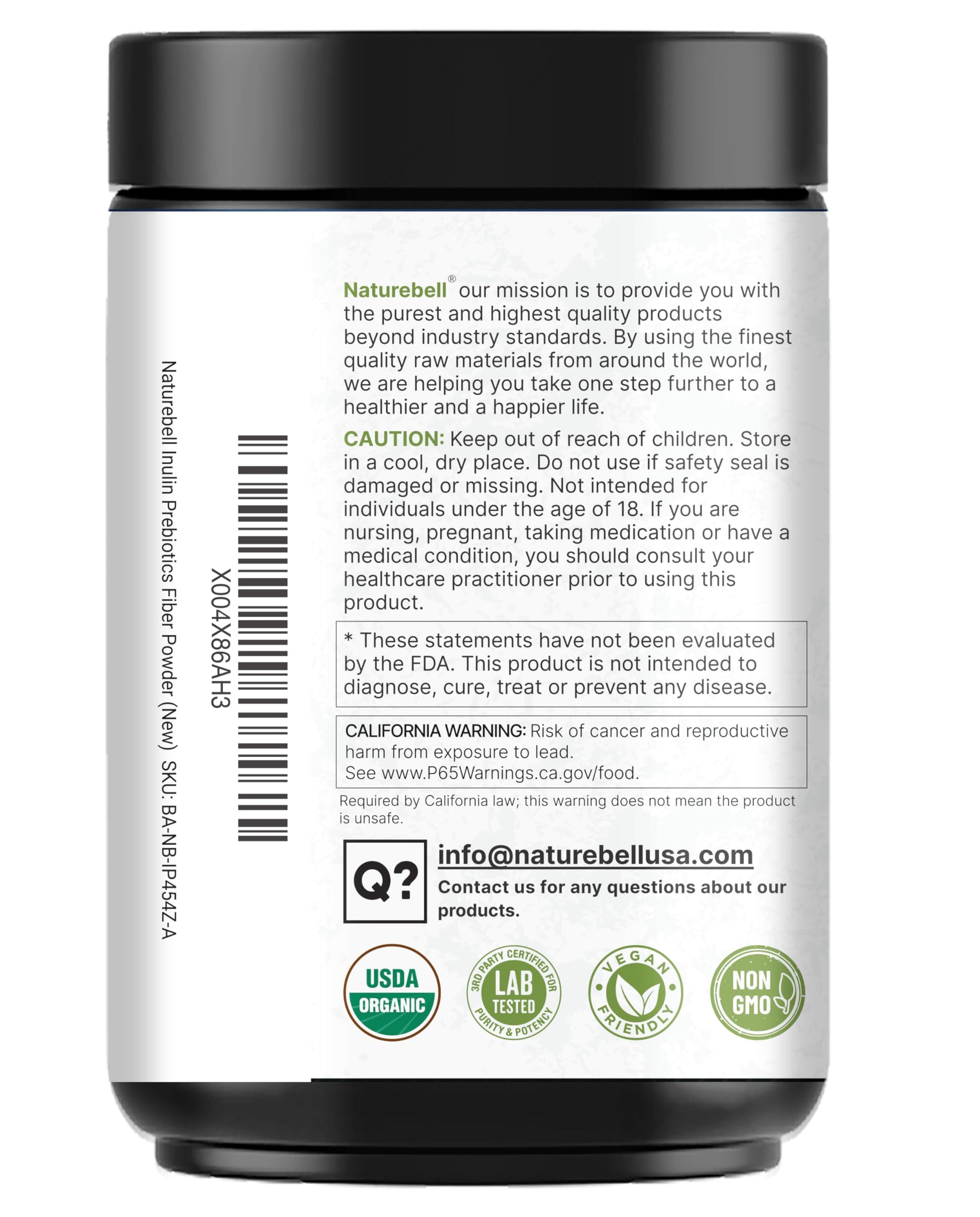 NatureBell Organic Inulin Prebiotic Fiber Powder, 1lb | Natural Chicory Root Source – Easily Mixes with Coffee or Smoothies – Fiber Supplement for Women & Men NatureBell buy supplements canada