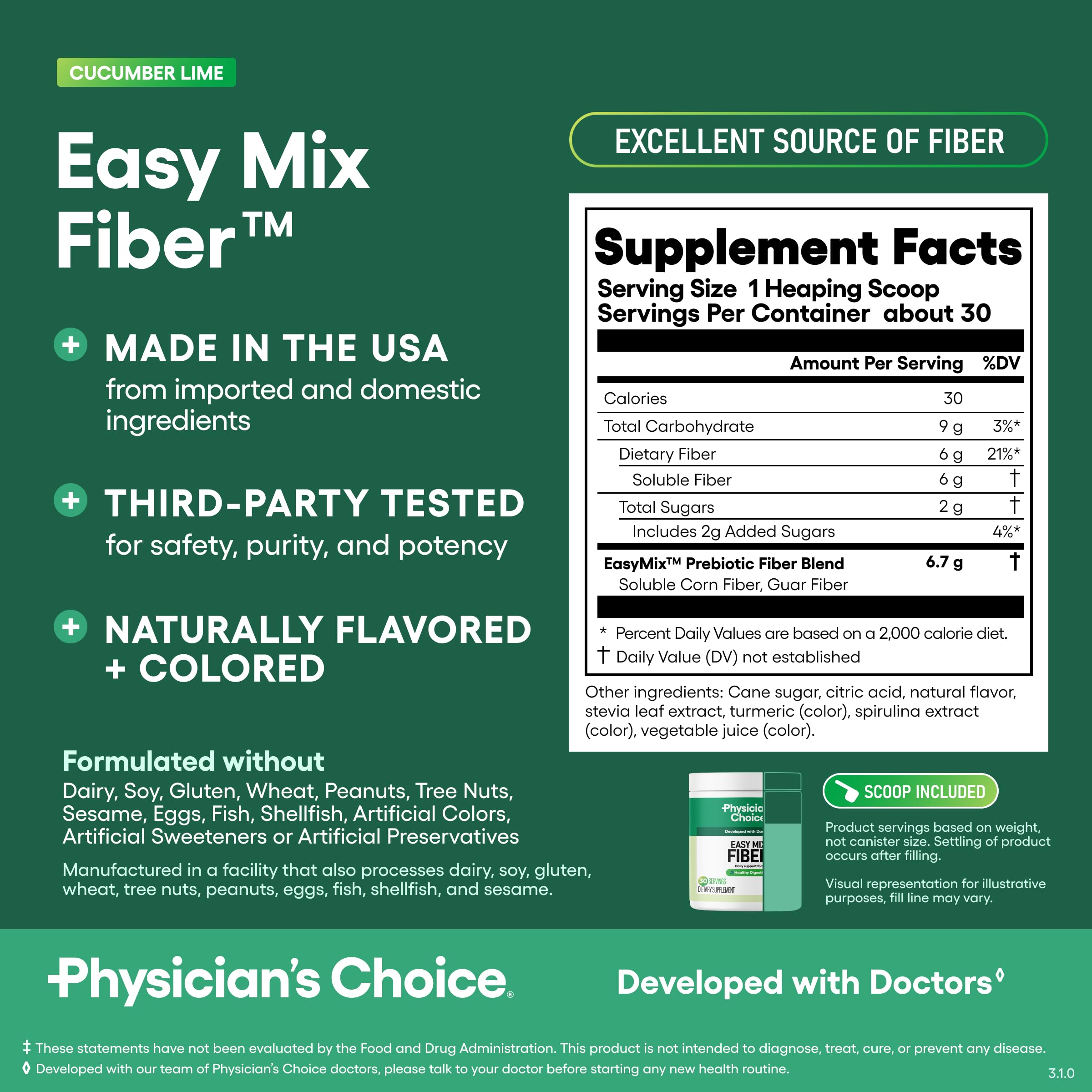Physician's CHOICE Easy Mix Fiber for Digestive Health & Regularity - No Grit - Daily Prebiotic Soluble Fiber Powder Supplement Physician's CHOICE buy supplements canada