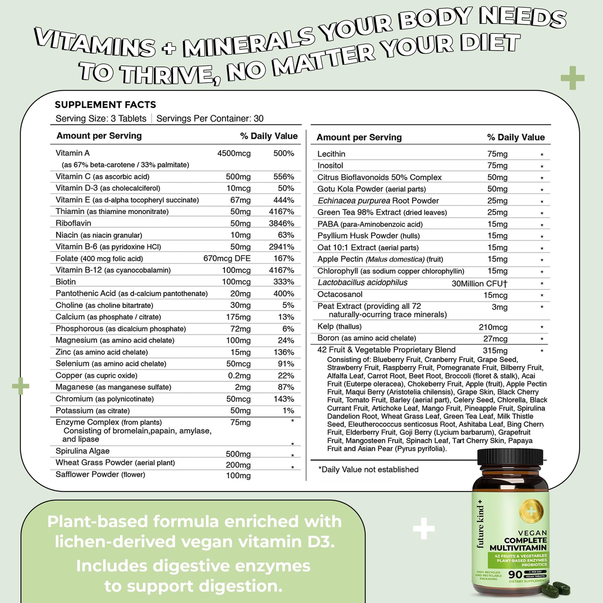 Future Kind Vegan Multivitamins Complete - 42-in-1 Vegan Multivitamins for Women & Men with Enzymes, B12, Zinc, & Probiotics for Digestion Future Kind buy supplements canada