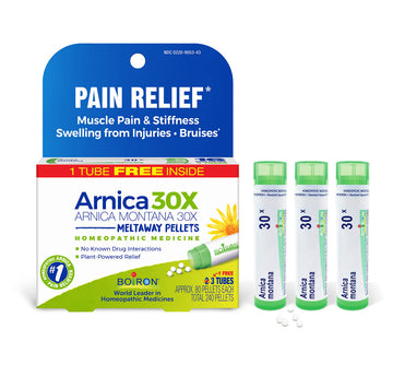 Boiron Arnica Montana 30X Homeopathic Medicine for Relief from Muscle Pain, Muscle Stiffness, Swelling from Injury, and Discoloration from Bruises - 3 Count (240 Pellets) Boiron buy supplements canada