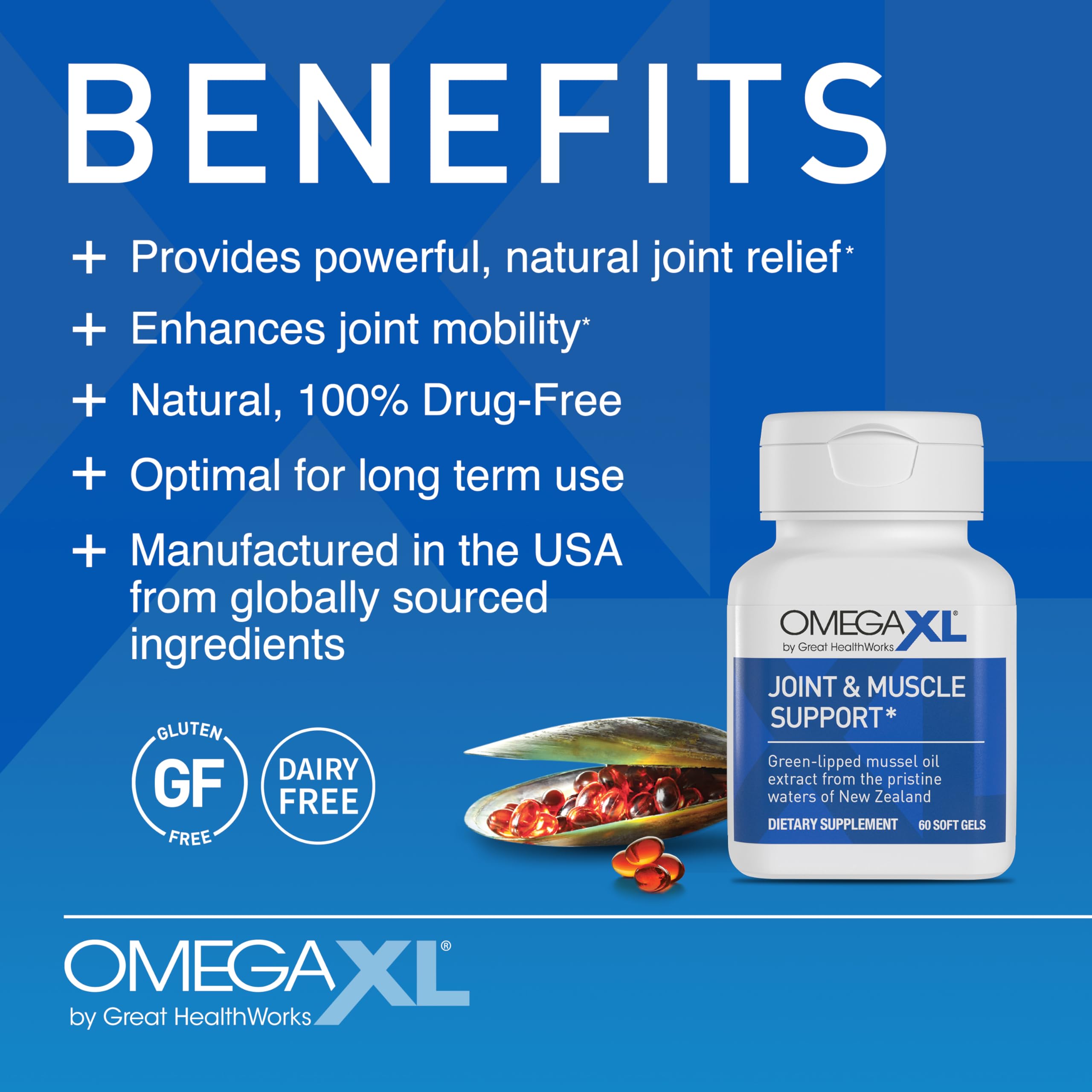OmegaXL Joint Support Supplement - Natural Muscle Support, Green Lipped Mussel Oil, Soft Gel Pills, Drug-Free, 120 Count OmegaXL buy supplements canada