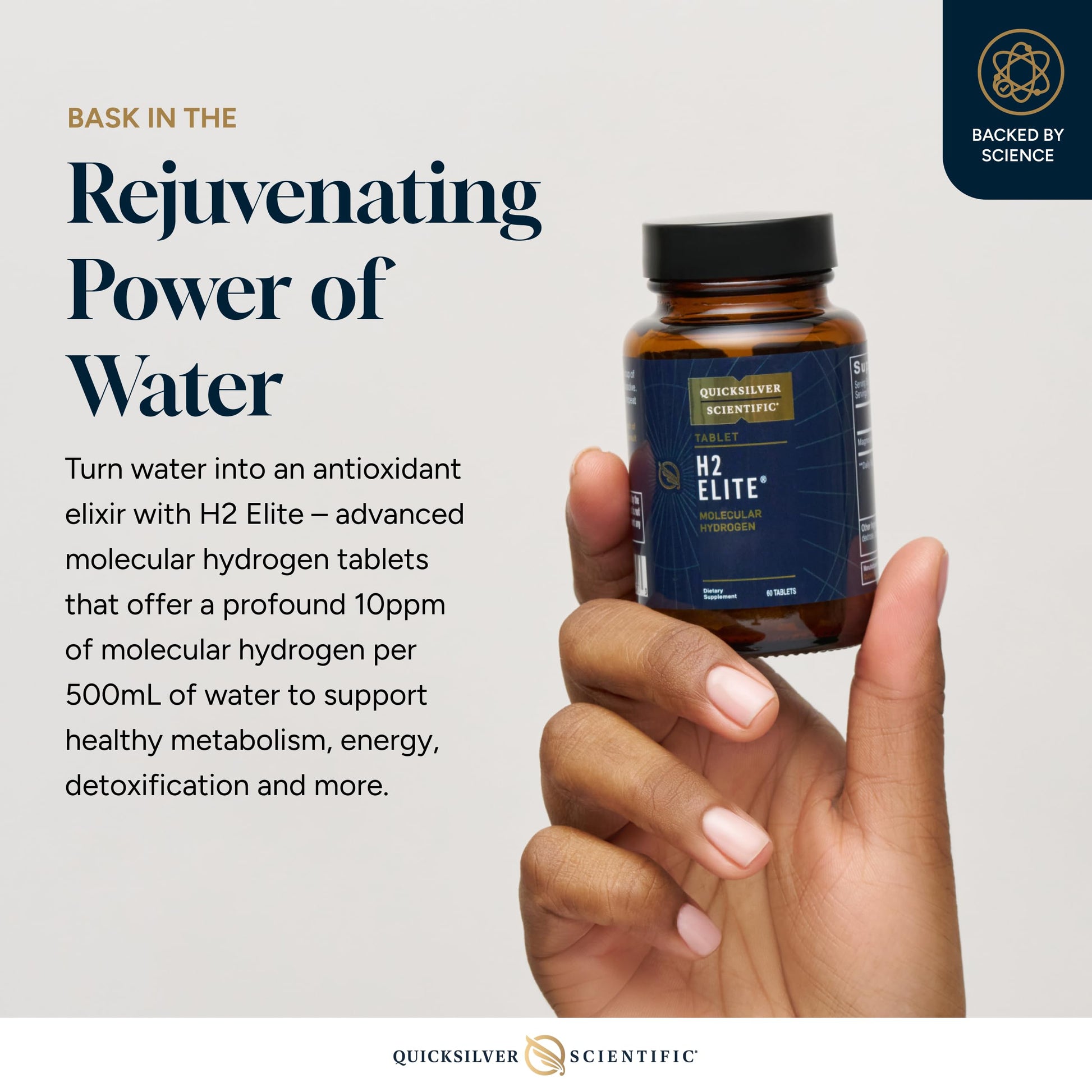 Quicksilver Scientific H2 Elite - Molecular Hydrogen for Energy + Metabolism Support, Water Tablets Perfect for Open Containers - Magnesium Malate Drink Additive (60 Molecular Hydrogen Tablets) Quicksilver Scientific buy supplements canada